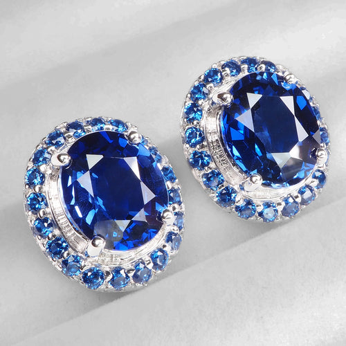 925 STERLING SILVER BLUE SAPPHIRE EARRINGS