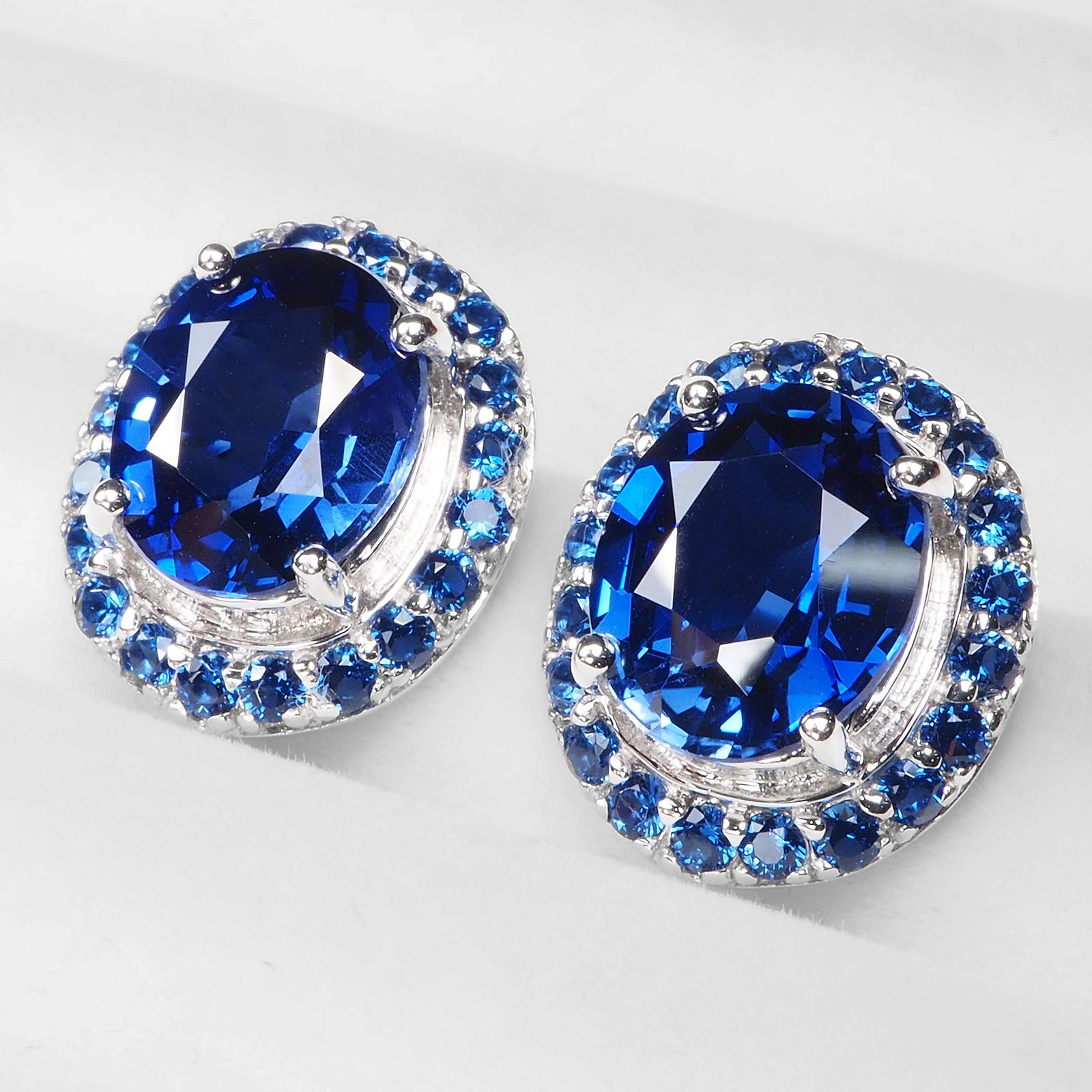 925 STERLING SILVER BLUE SAPPHIRE EARRINGS