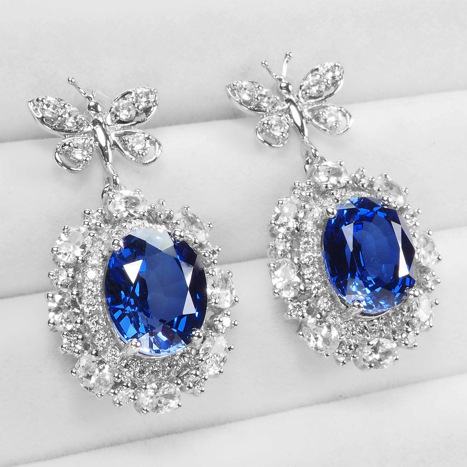 BLUE SAPPHIRE 925 STERLING SILVER EARRINGS