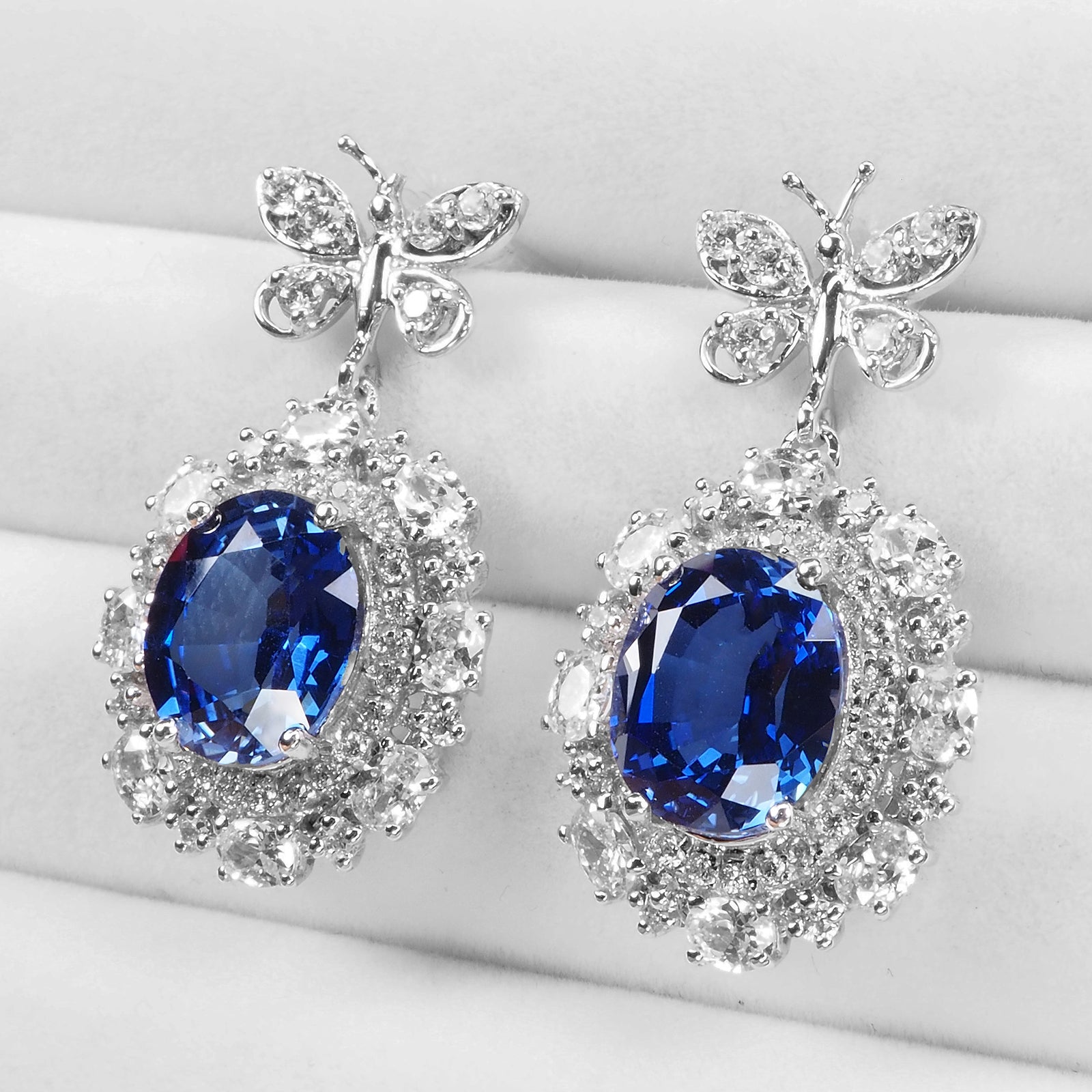 BLUE SAPPHIRE 925 STERLING SILVER EARRINGS