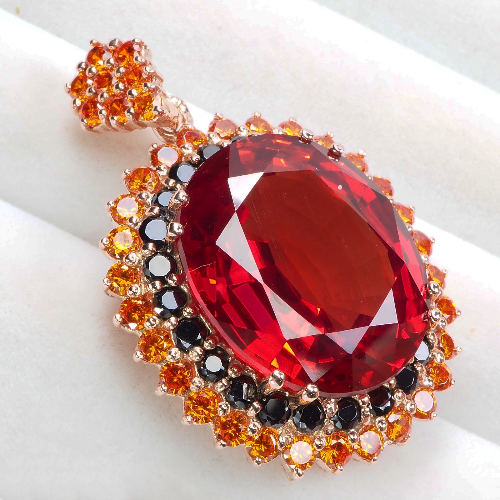 Red Spessartite 925 Sterling Silver Rose Gold Pendants