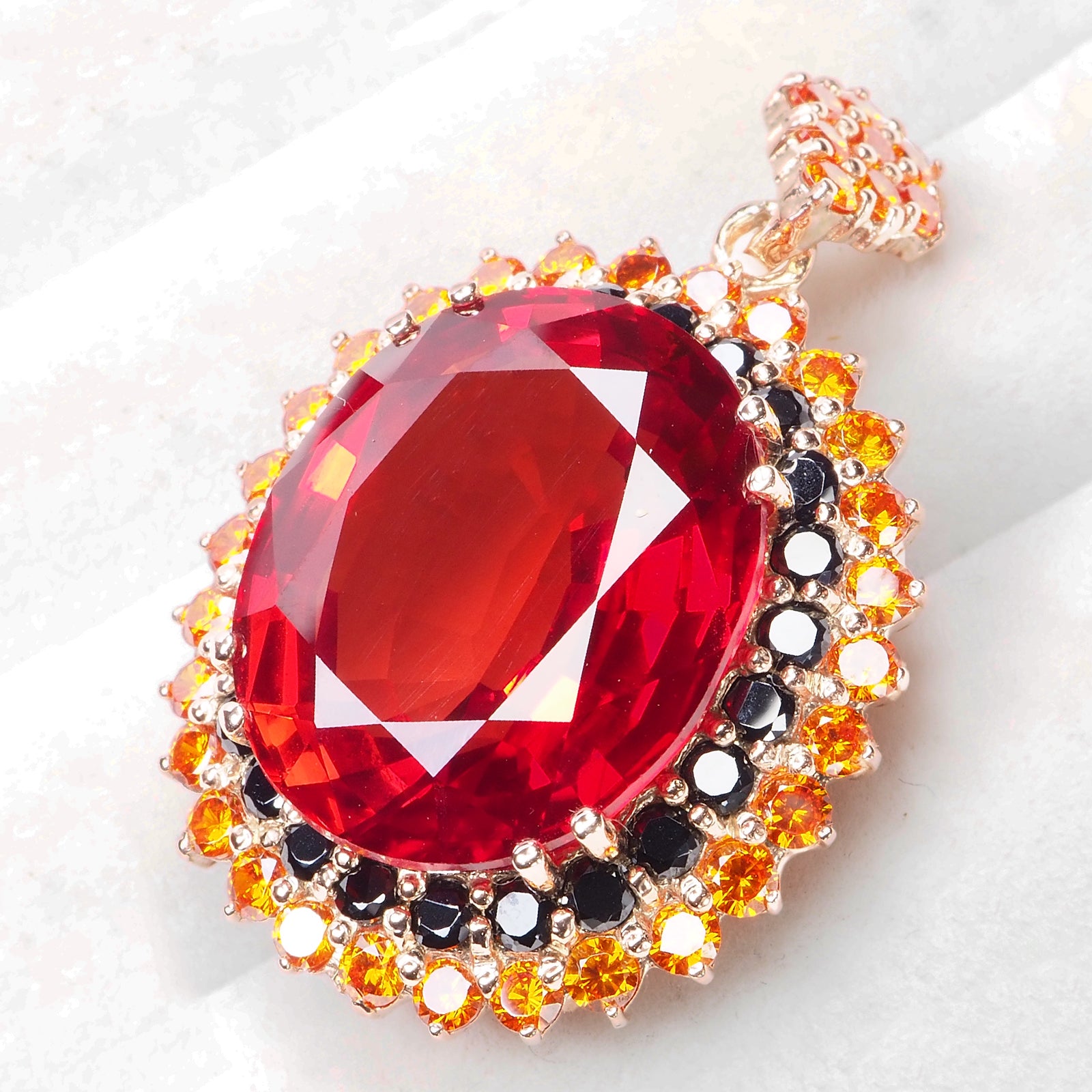 Red Spessartite 925 Sterling Silver Rose Gold Pendants