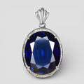 Blue Sapphire Sterling Silver Halo Pendants