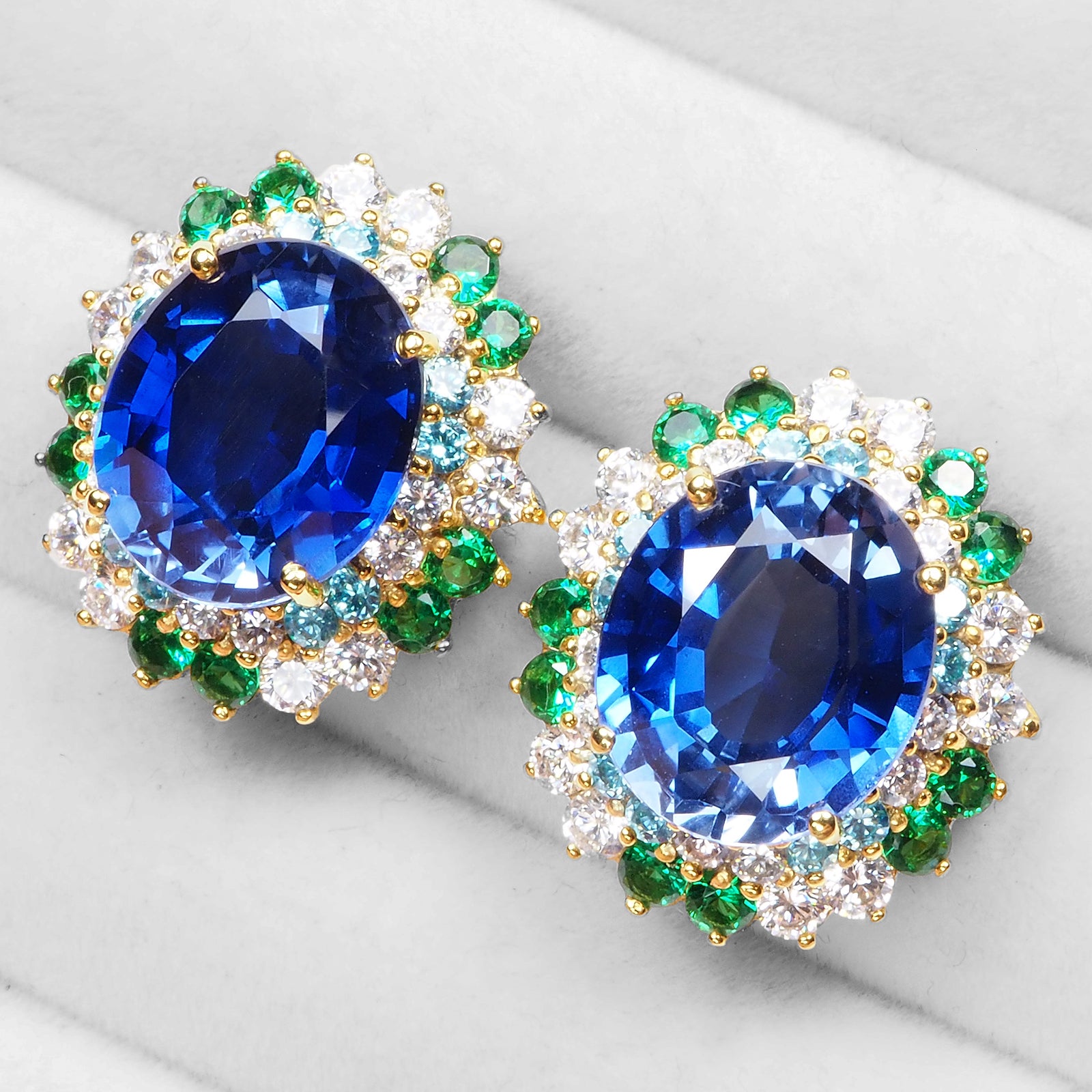 BLUE SAPPHIRE 925 STERLING SILVER HANDMADE EARRINGS