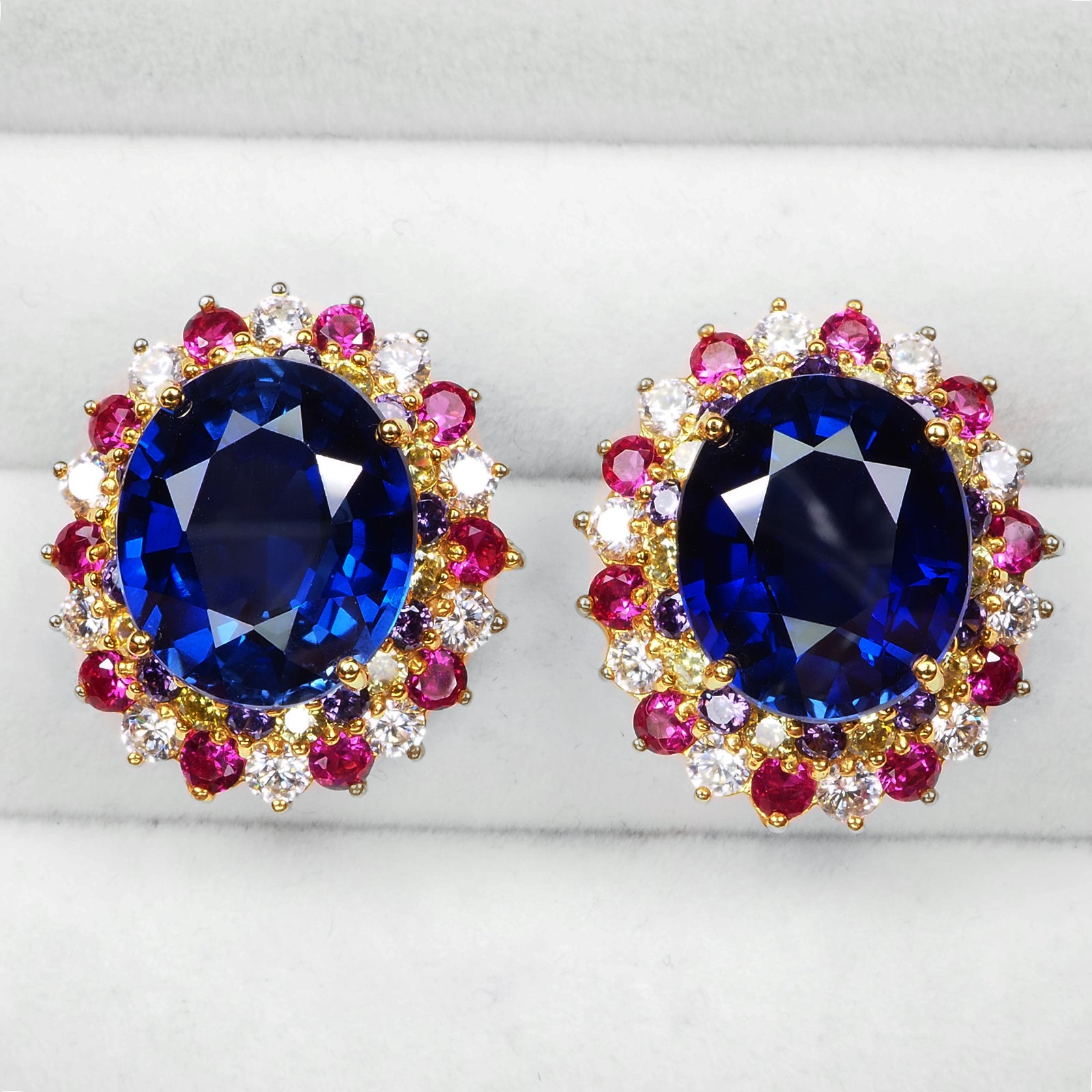 925 Sterling Silver Blue Sapphire Earrings