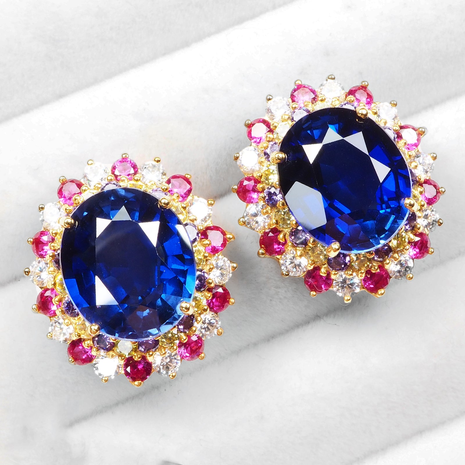 925 Sterling Silver Blue Sapphire Earrings