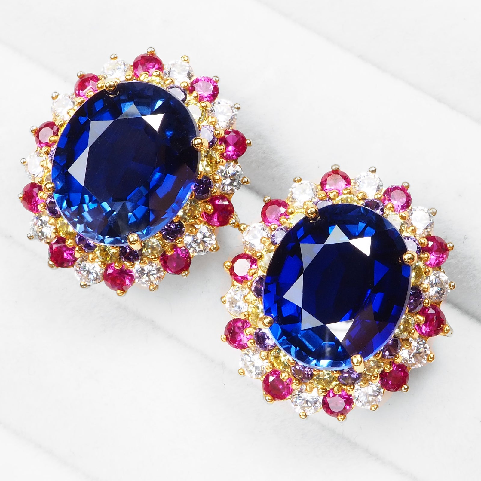 925 Sterling Silver Blue Sapphire Earrings