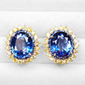 Blue Sapphire 925 Sterling Silver Rose Gold Earrings