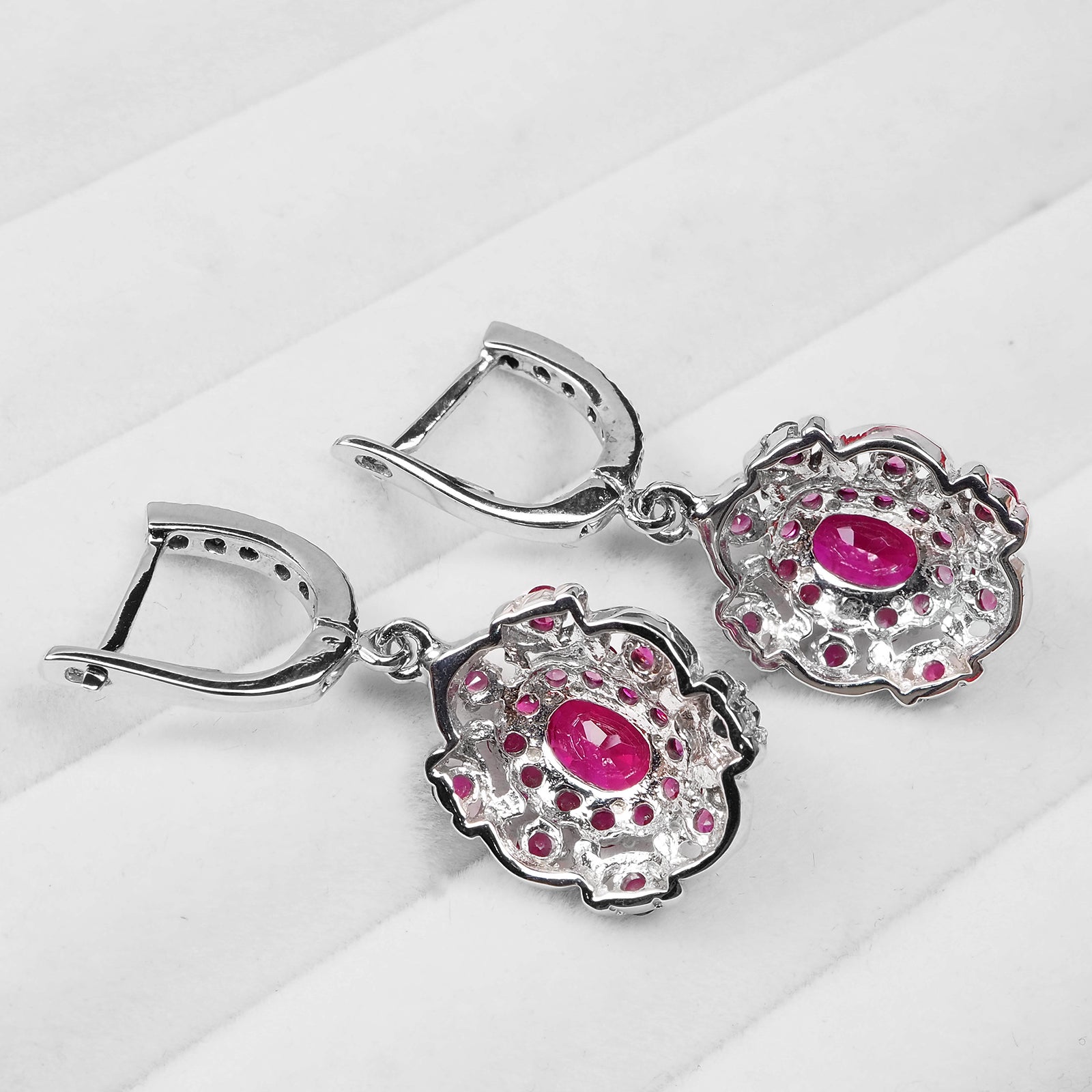 925 STERLING SILVER PINK RUBY EARRINGS