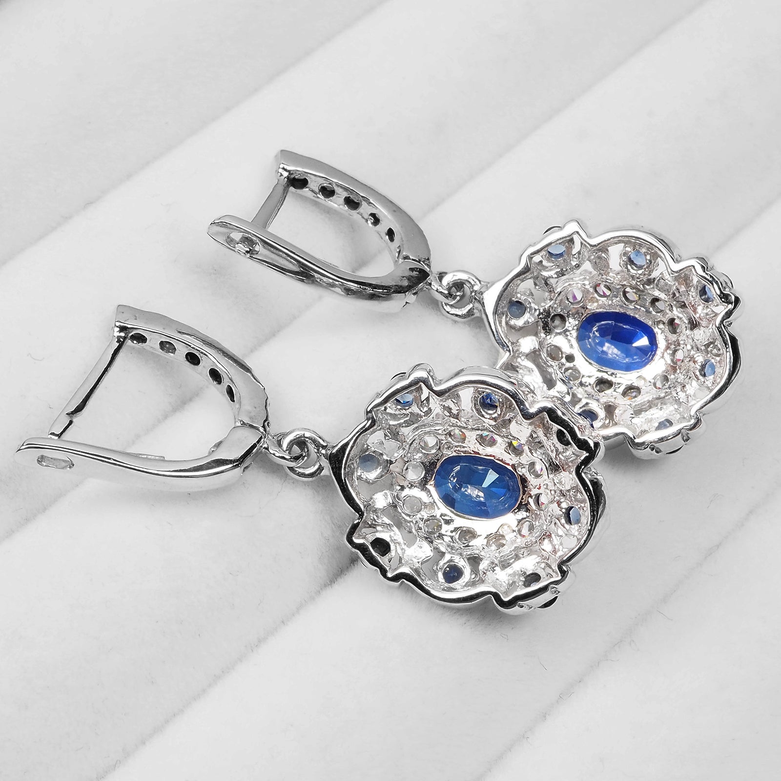 925 Sterling Silver Blue Sapphire Handmade Earrings