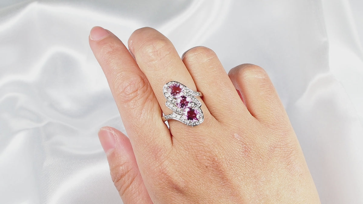 Bunny Pink Tourmaline Ring Sterling Silver 925, Natural Gemstone, Everyday