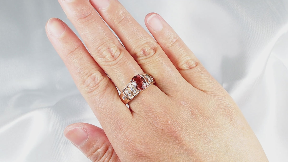 Pink Padparadscha Tourmaline Ring Sterling Silver, 925 Everyday Jewelry, Gift for Her
