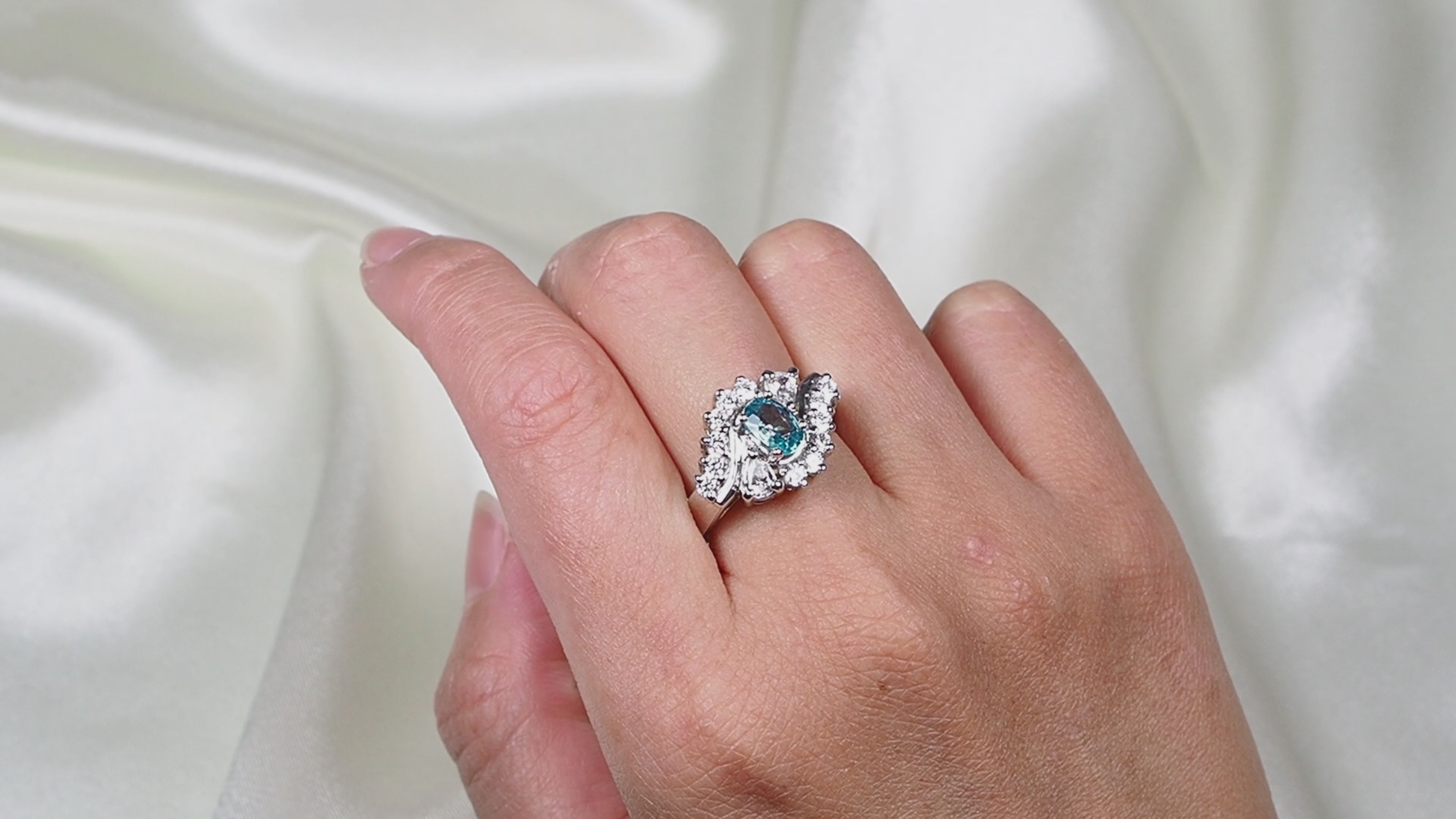 Blue Zircon 925 Sterling Silver Ring, Dainty Everyday Ring, Free Resizing
