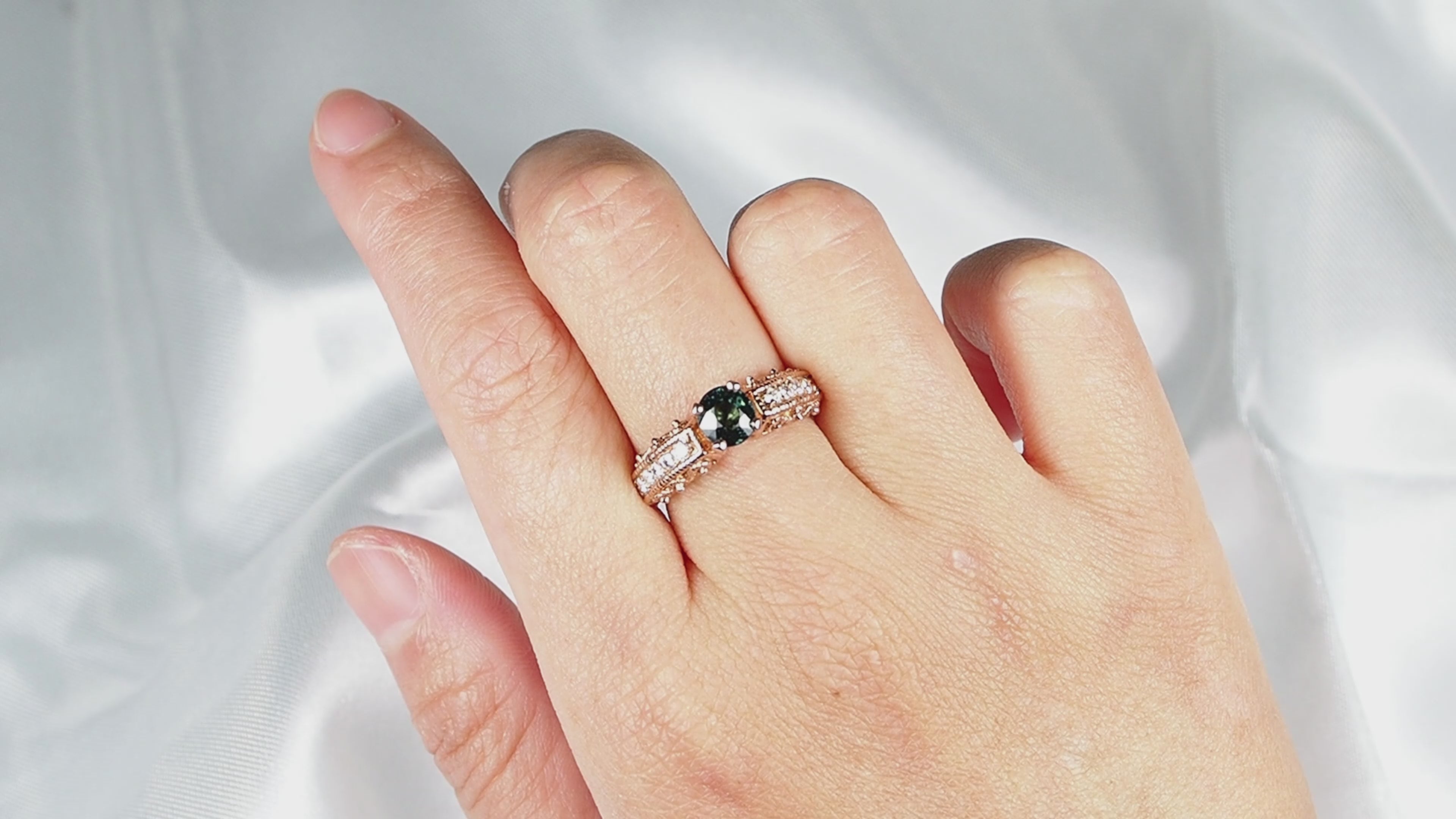 Deep Teal Green Tourmaline 925 Sterling Silver Ring