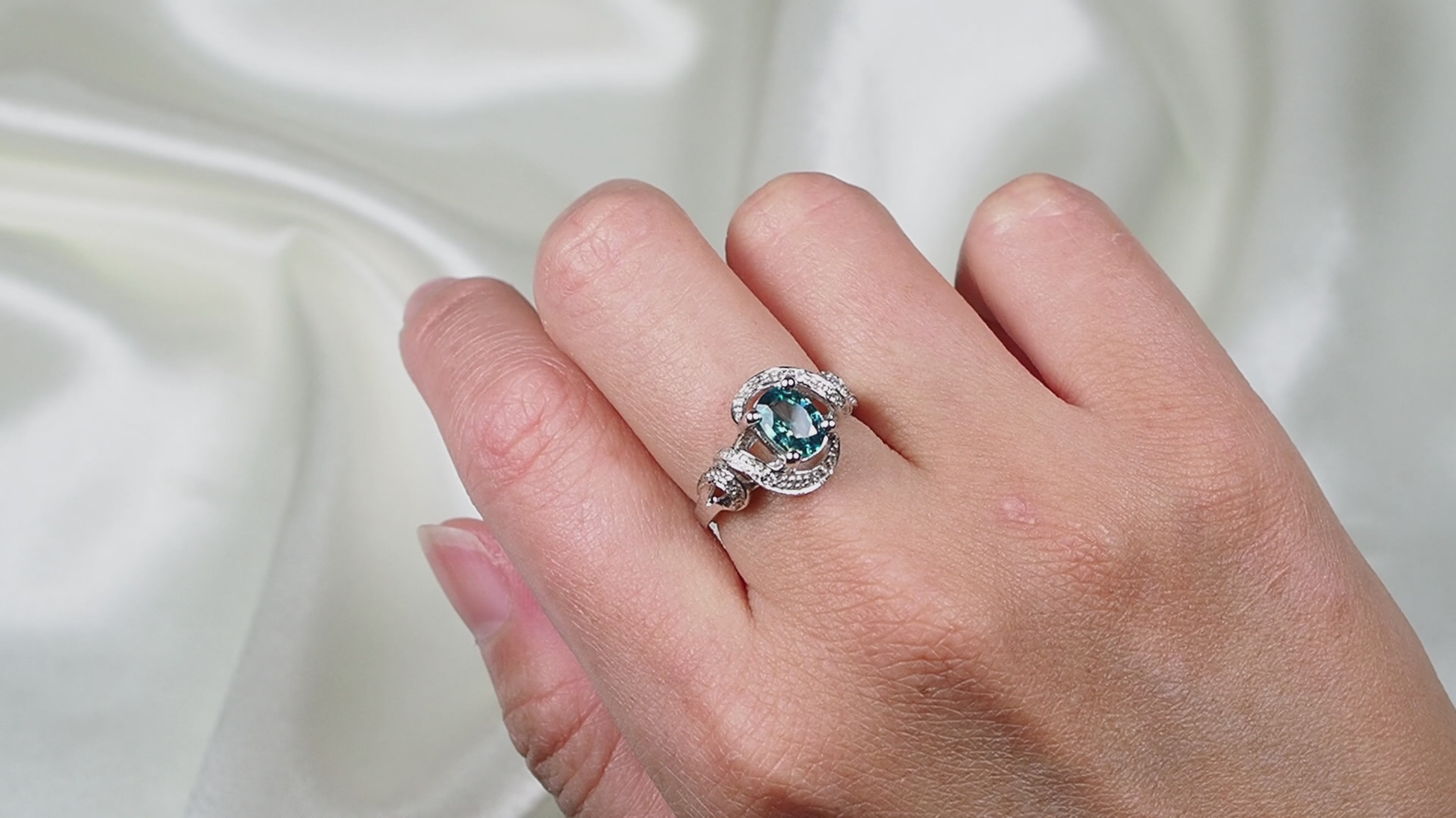 Blue Zircon 925 Sterling Silver Ring, Birthday Gift, Dainty Ring, Free Resizing