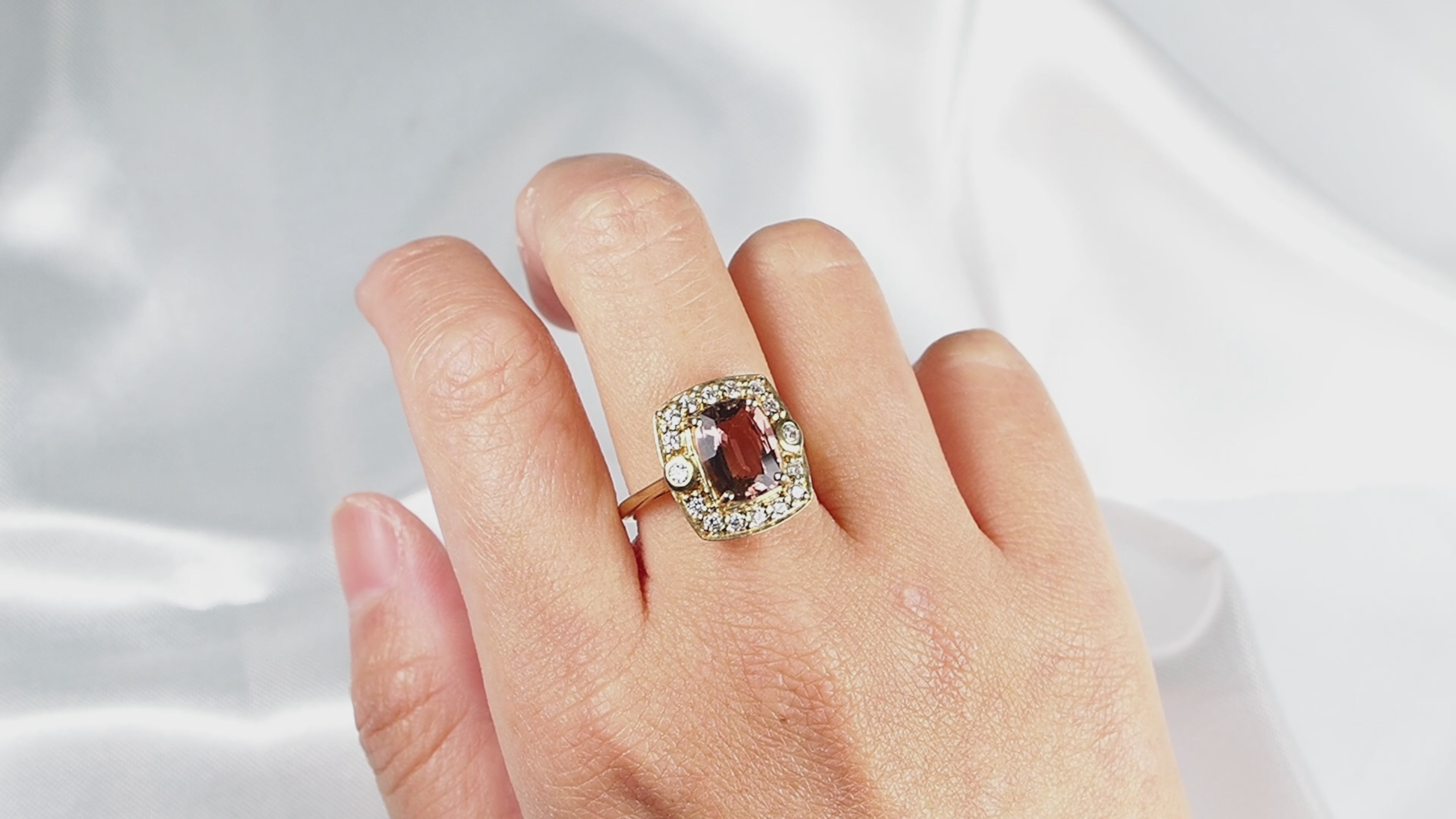Peach Pink Tourmaline Ring Sterling Silver 925, Natural Gemstone, Everyday Wear