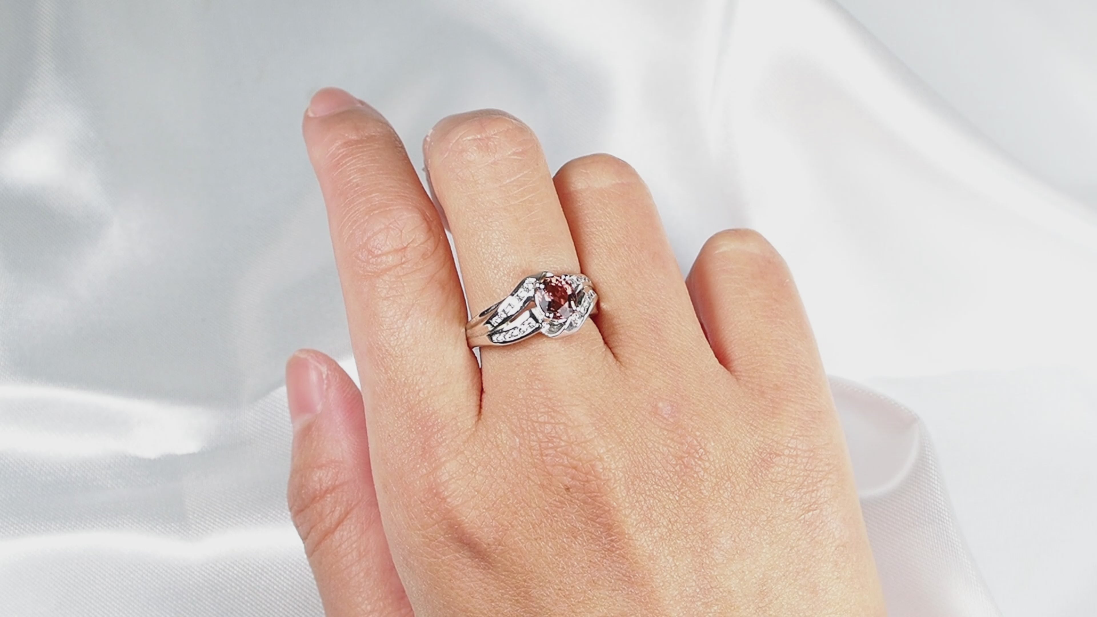 Peach Pink Tourmaline Ring Sterling Silver 925, Natural Gemstone, Everyday Wear