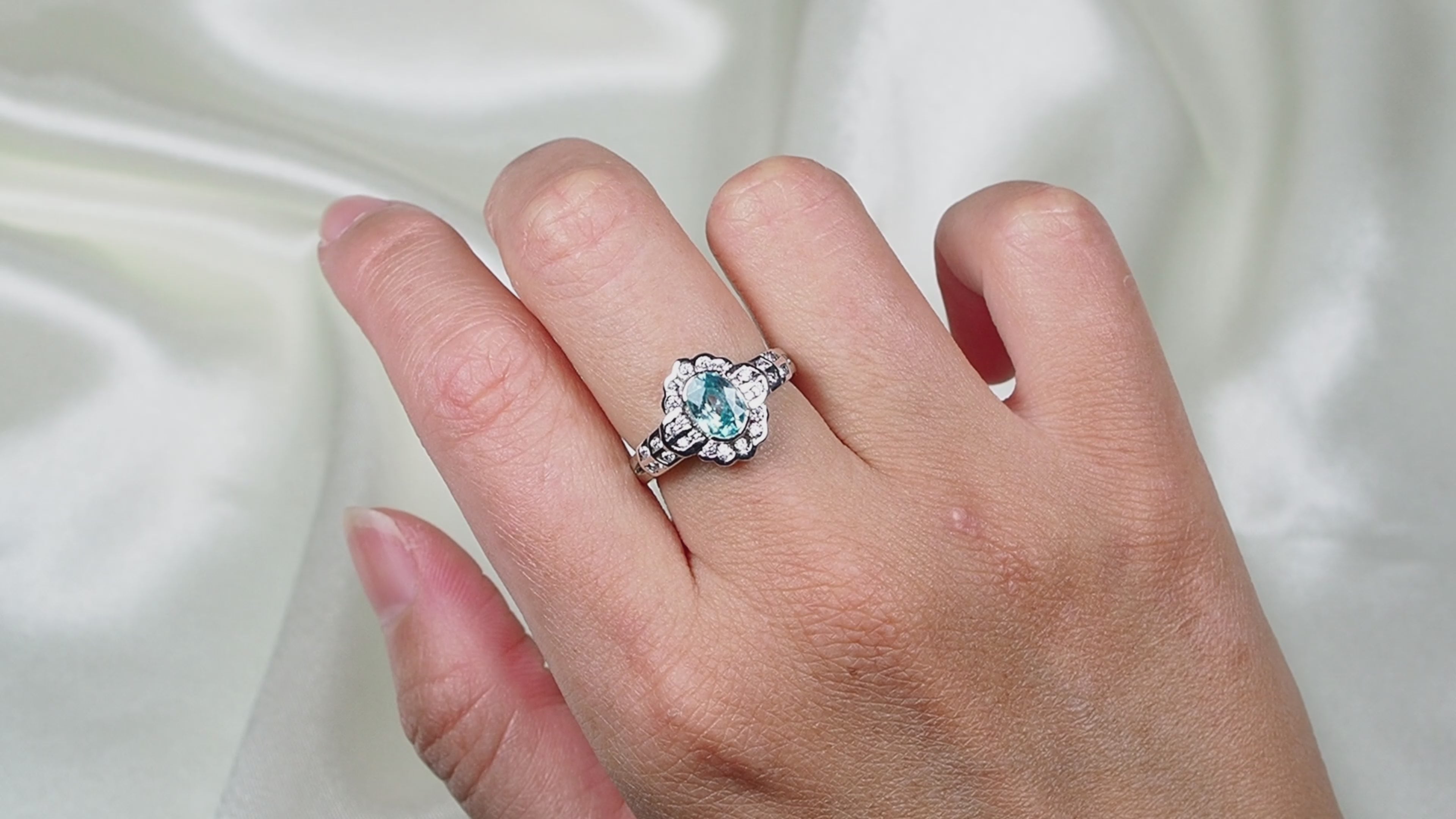 Blue Zircon 925 Sterling Silver Ring, 925 Boho Style Everyday Ring