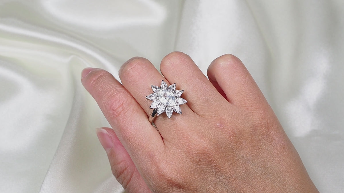 White Zircon 925 Sterling Silver Ring Fine Jewelry, 925 Genuine Gemstone, Everyday Ring
