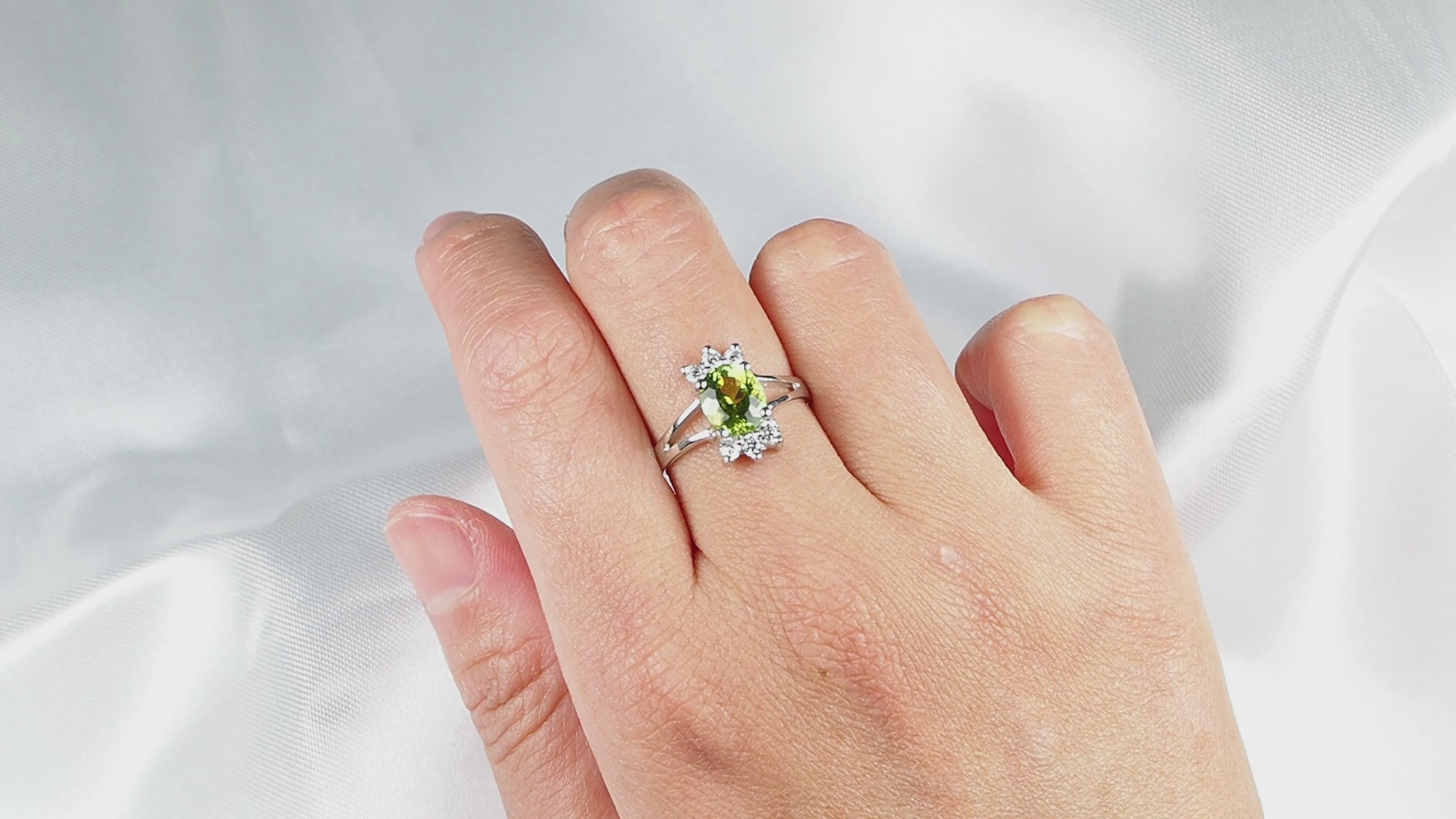 Olive Green Tourmaline Ring Sterling Silver 925, Minimalist Everyday Gemstone Ring, Gift for Her