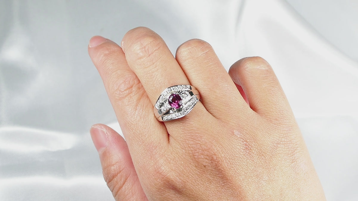 Pink Tourmaline Ring Sterling Silver 925, Minimalist Everyday Gemstone Ring, Gift for Her