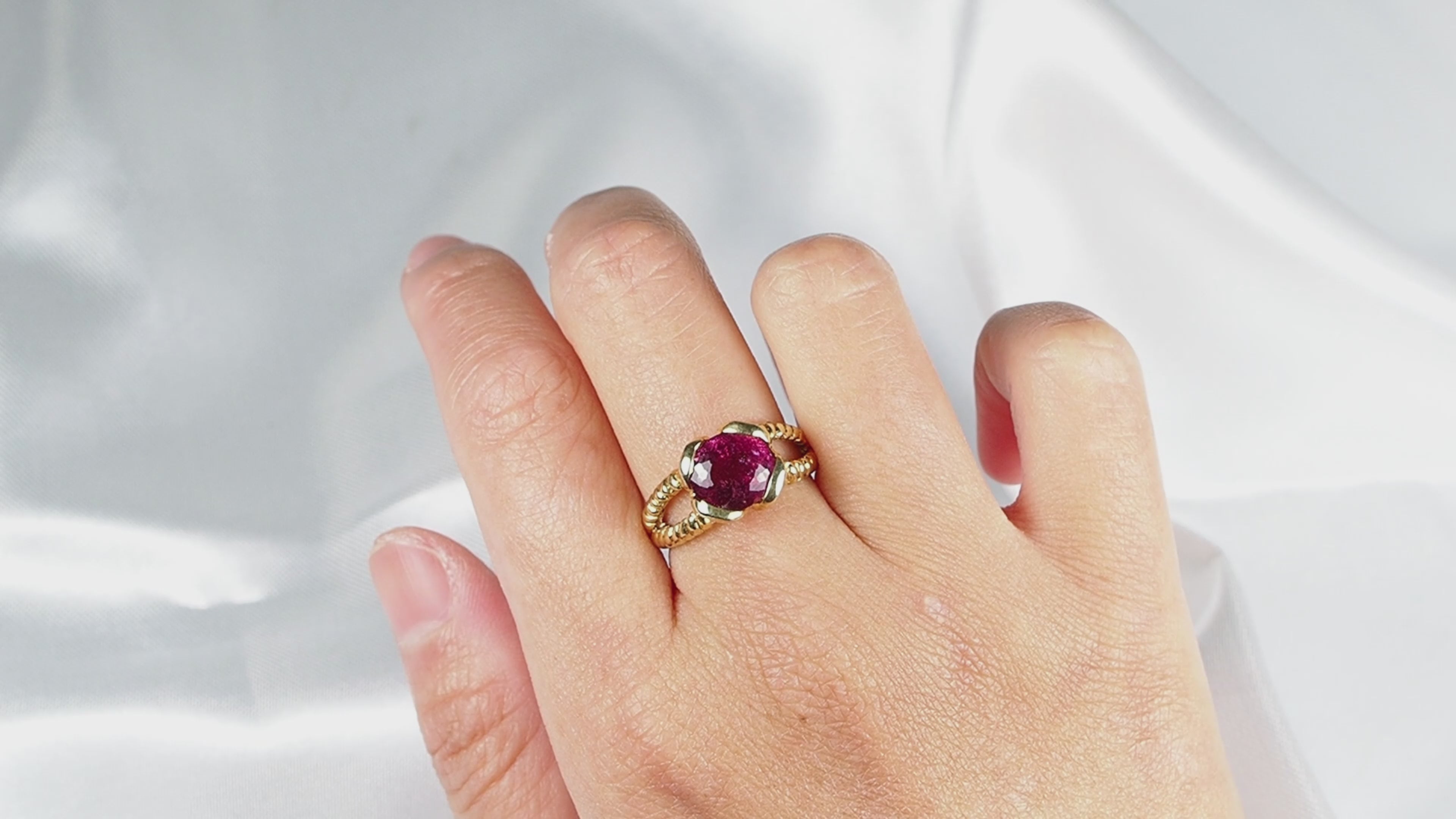Hot Pink Tourmaline Ring Sterling Silver 925, Affordable Natural Gemstone, Everyday Ring