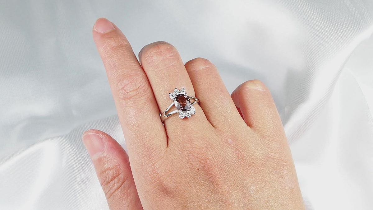 peach Pink Tourmaline Statement Ring Sterling Silver 925, Natural Gemstone, Free Resizing