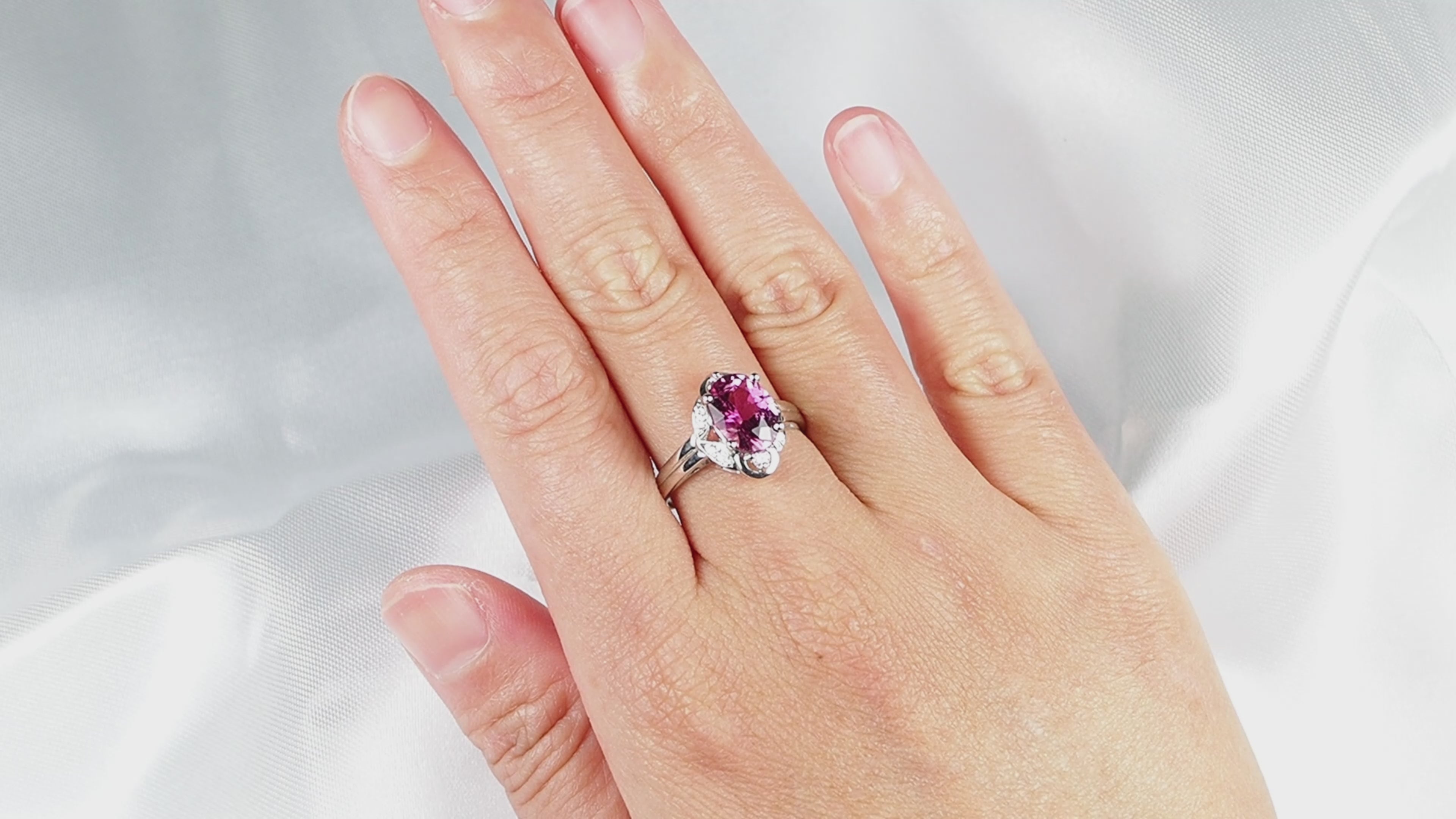 Raspberry Pink Tourmaline Cocktail Ring 925 Silver, Natural Gemstone, Statement Ring, Free Resizing