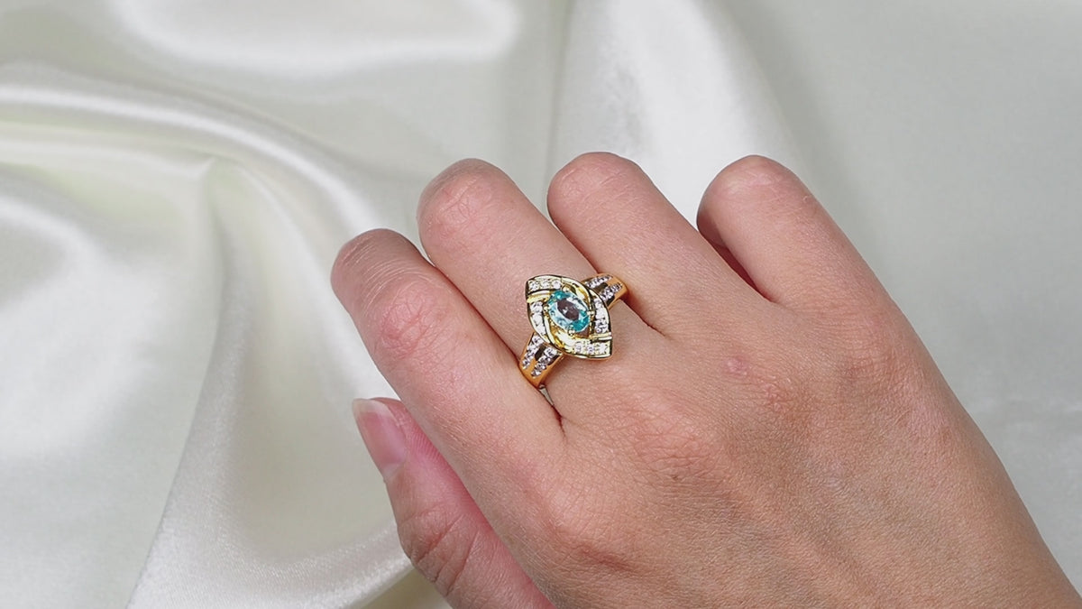 Sterling Silver Rings Blue Oval Zircon, Birthday Gift, Dainty Ring, Free Resizing