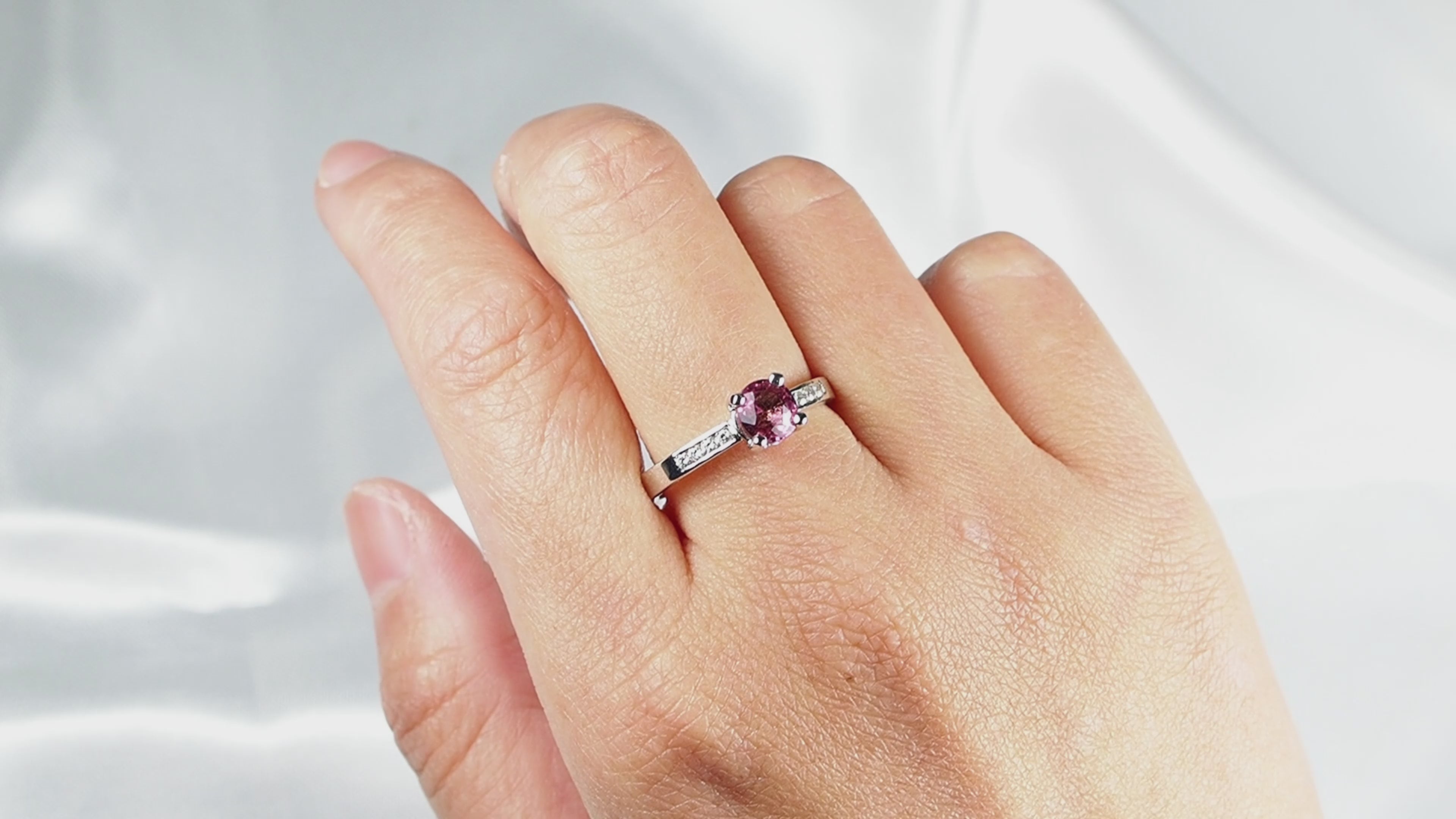 Pretty Pink Tourmaline Ring Sterling Silver, 925 Genuine Gemstone, Everyday Ring