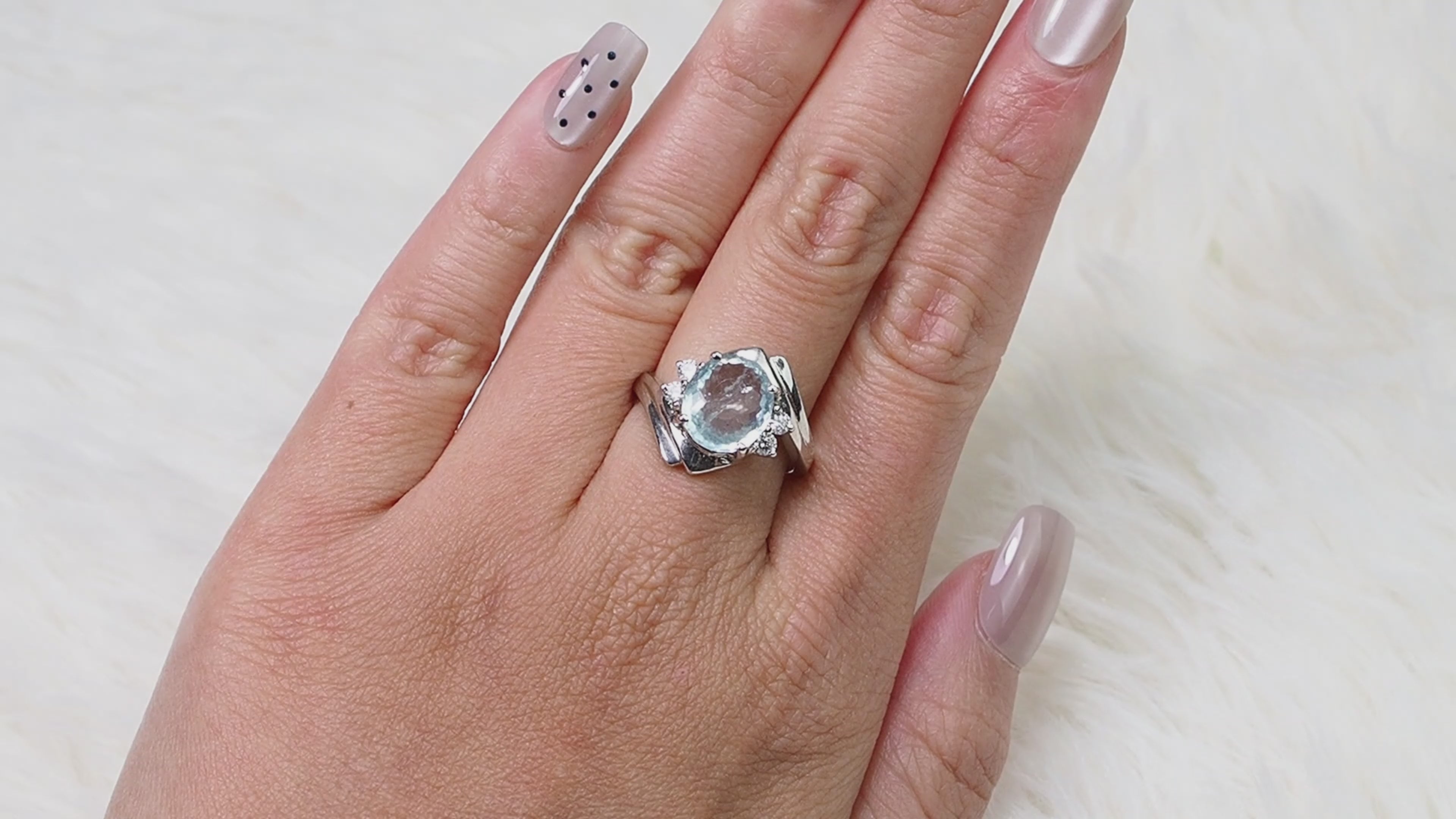 Blue Aquamarine 925 Sterling Silver Ring, Simple Everyday Ring, Free Resizing