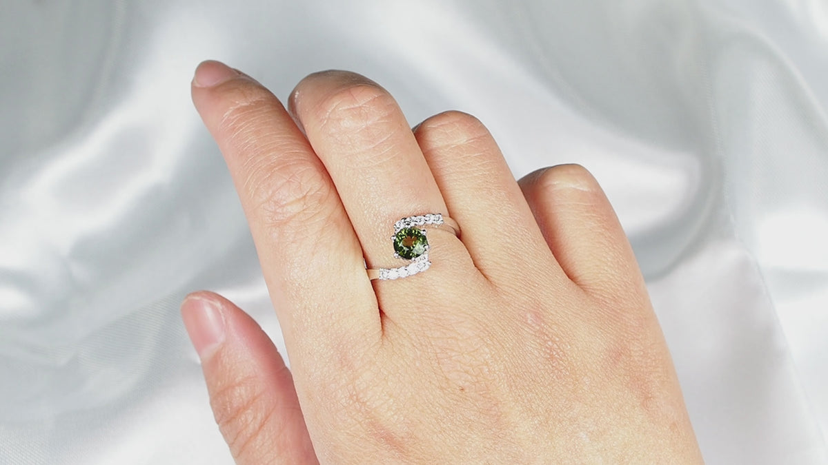Olive Green Tourmaline 925 Sterling Silver Ring