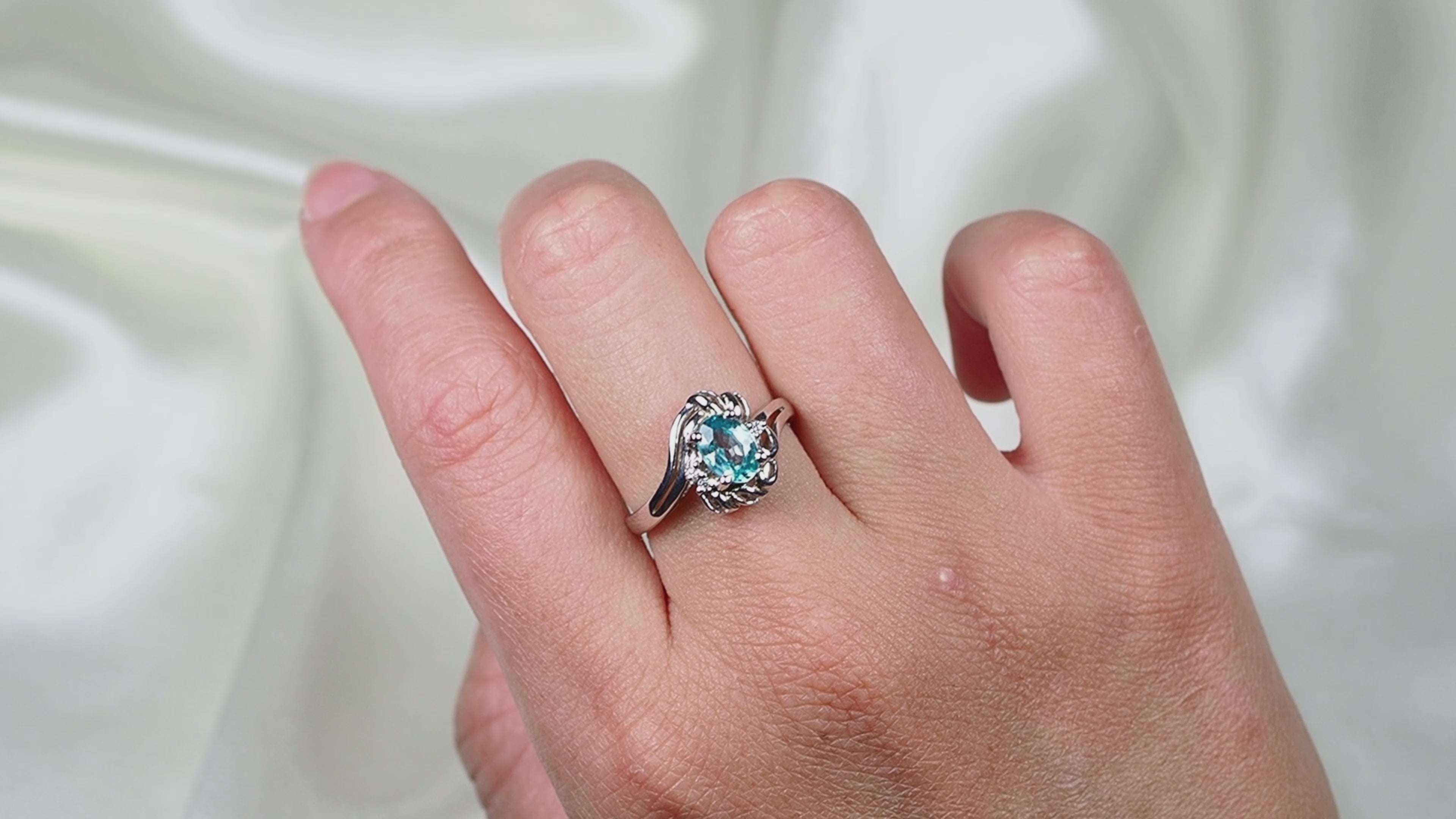 Blue Zircon 925 Sterling Silver Ring, Natural Gemstone, Minimalist Ring, Free Resizing