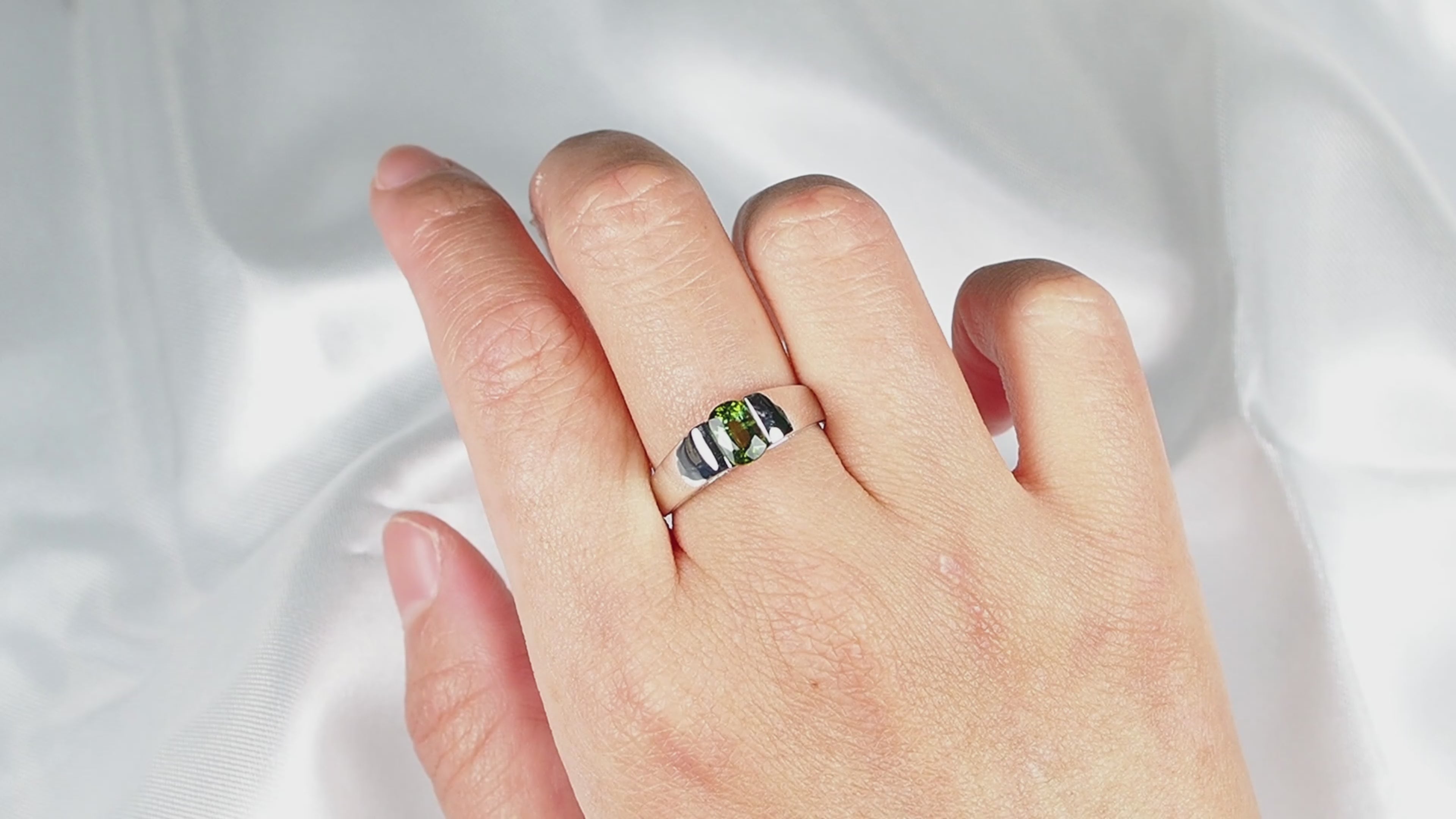 Neon Green Tourmaline 925 Sterling Silver Ring,Gift for Girlfriend, Free Resizing