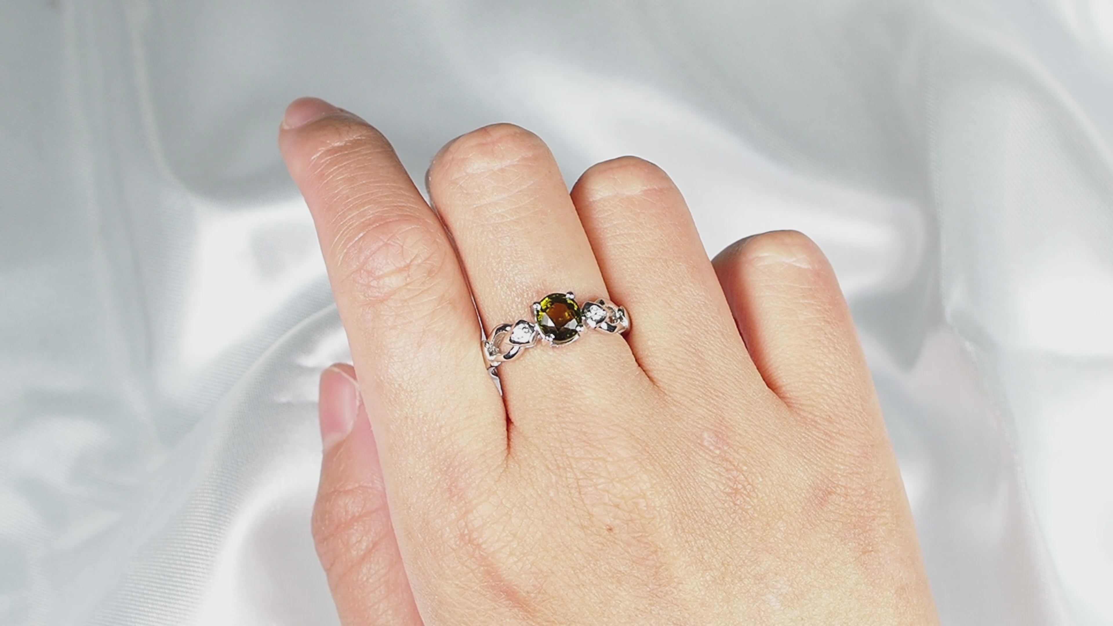 Olive Moss Green Tourmaline 925 Sterling Silver Ring