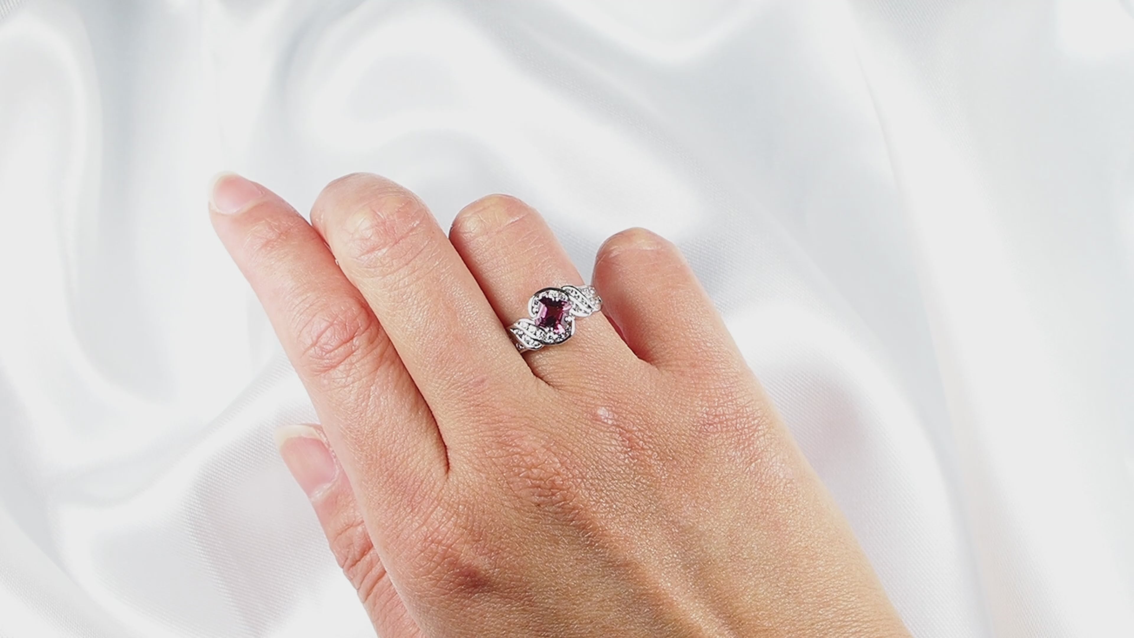 Soft Raspberry Rhodolite Garnet 925 Sterling Silver Ring,Natural Gemstone, Everyday