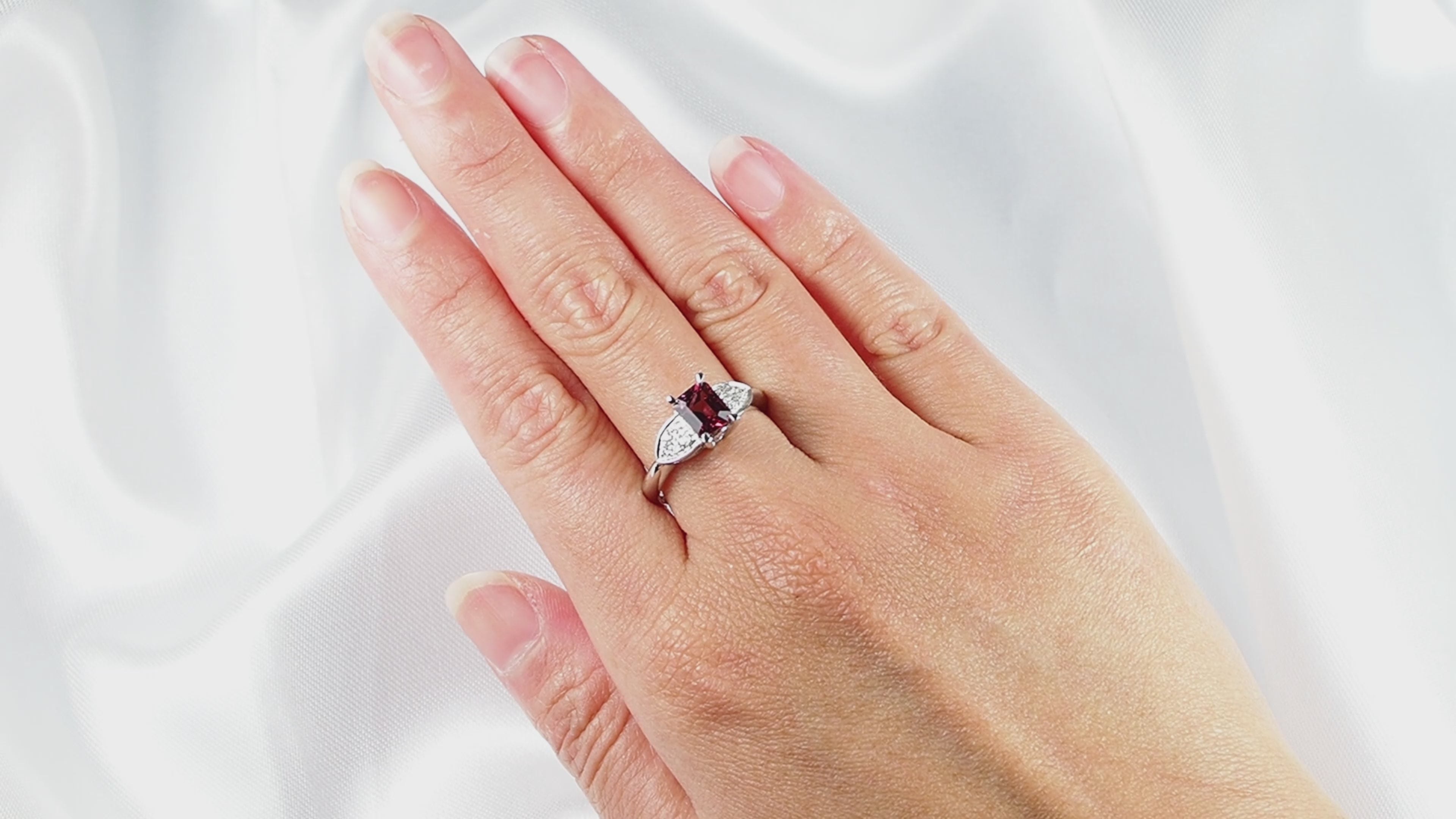 Raspberry Pink Rhodolite Garnet 925 Sterling Silver Ring, Dainty Stacking Ring, Free Resizing