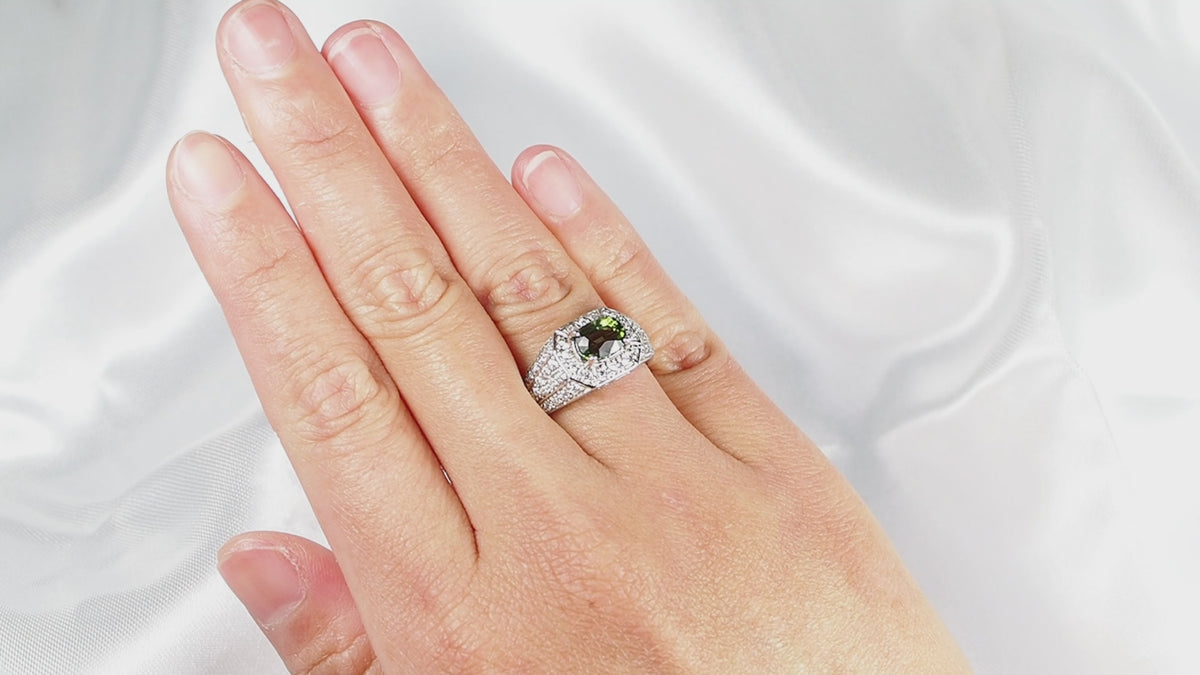 Olive Green Tourmaline 925 Sterling Silver Ring