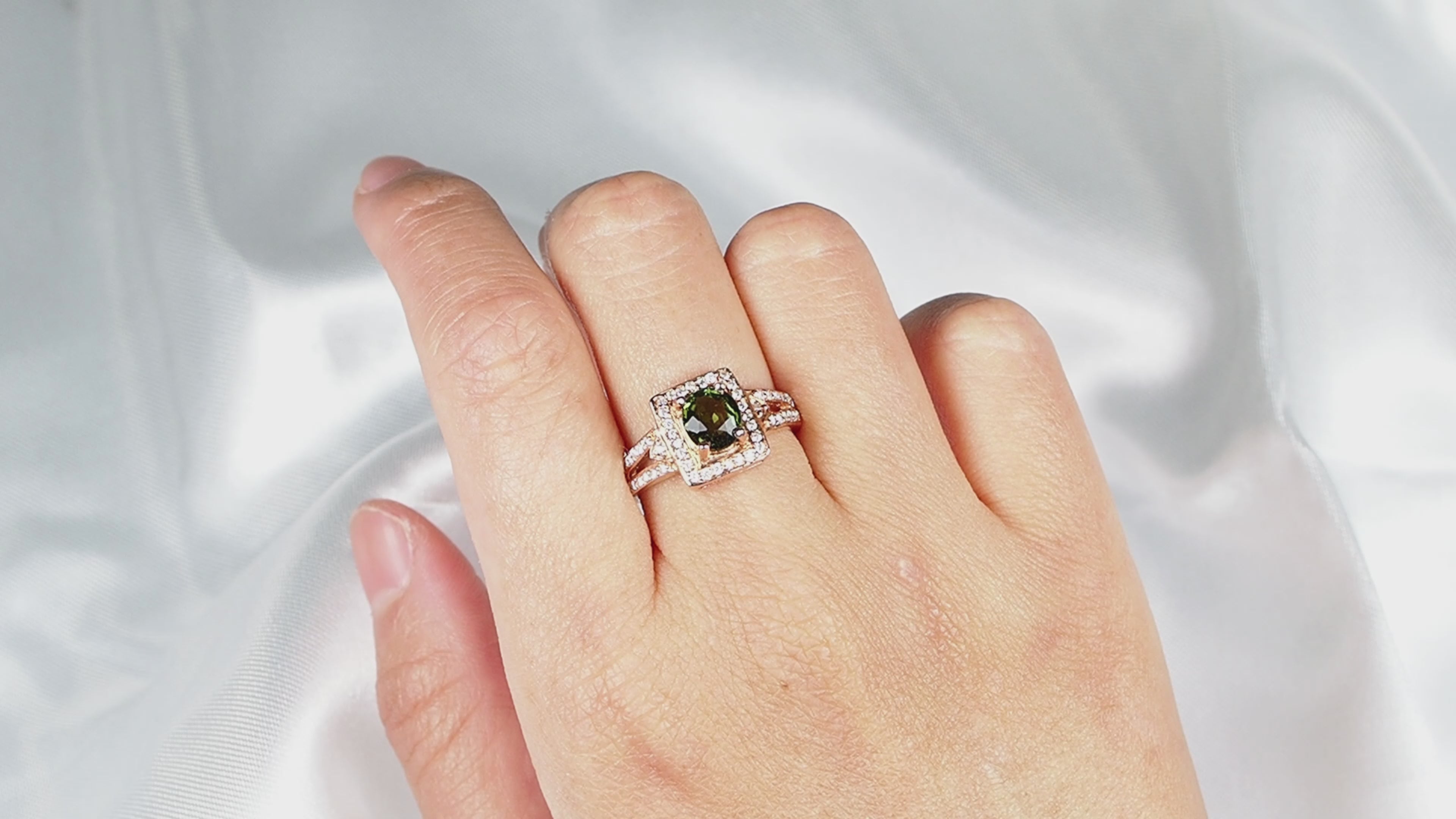 Olive Moss Green Tourmaline 925 Sterling Silver Ring