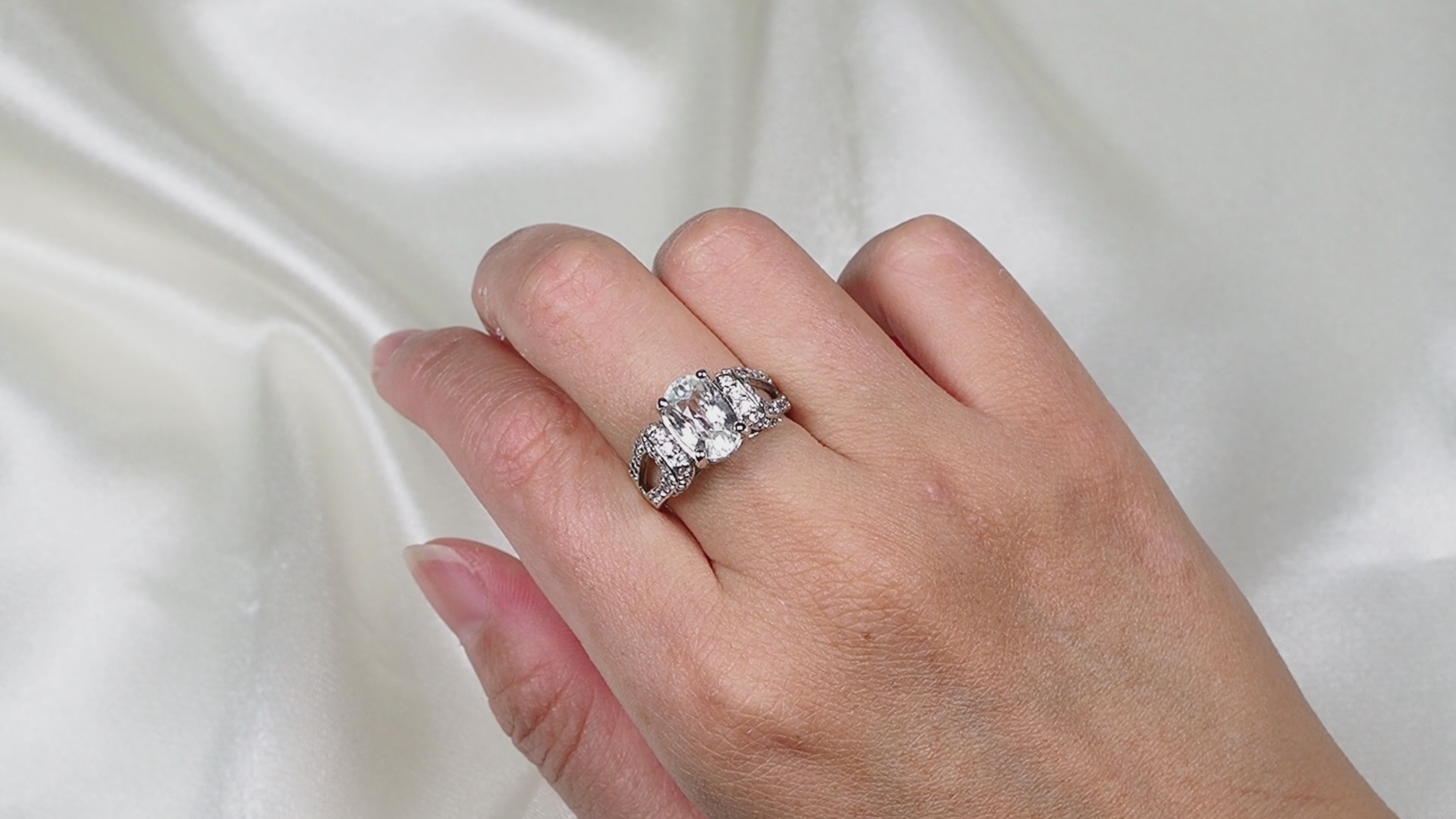 White Zircon Ring Sterling Silver, 925 Genuine Gemstone, Everyday Ring