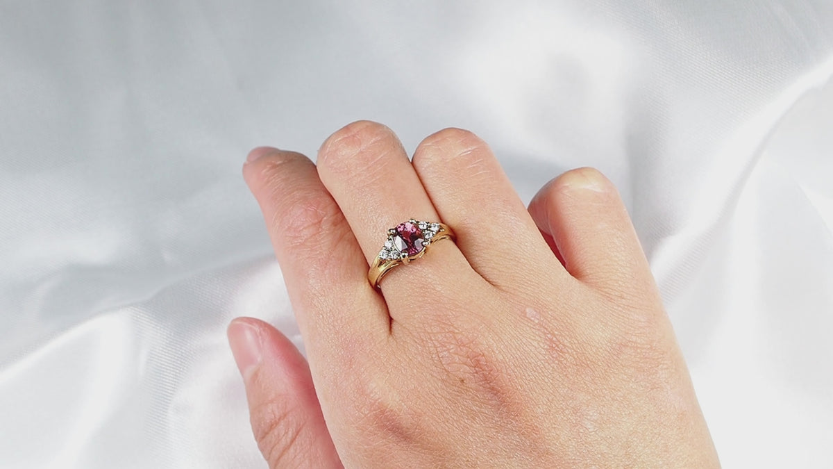 Vivid Pink Tourmaline Ring Sterling Silver 925, Affordable Natural Gemstone, Everyday Ring