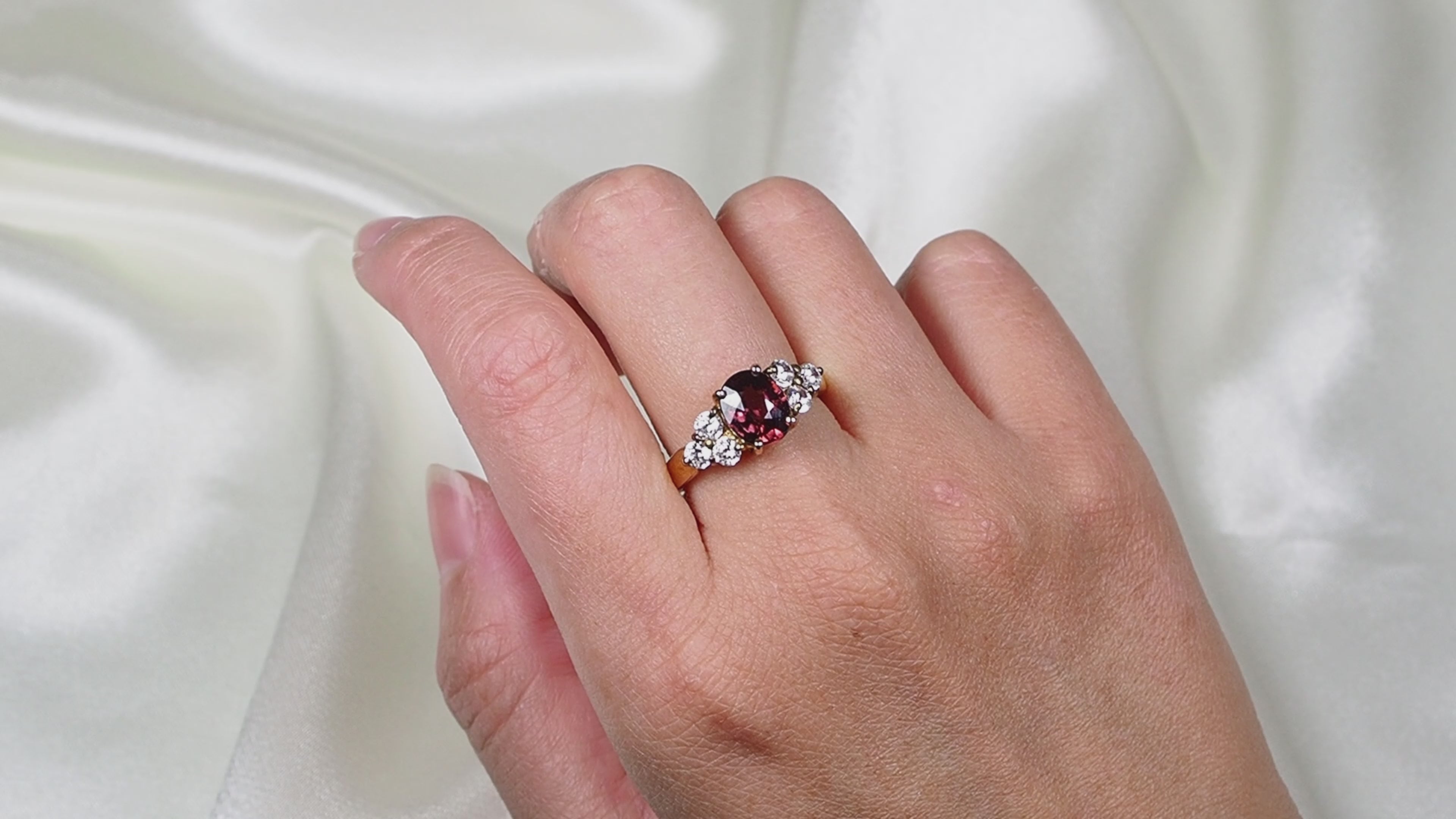 925 Silver Red Zircon Ring, Simple Everyday Ring, Free Resizing