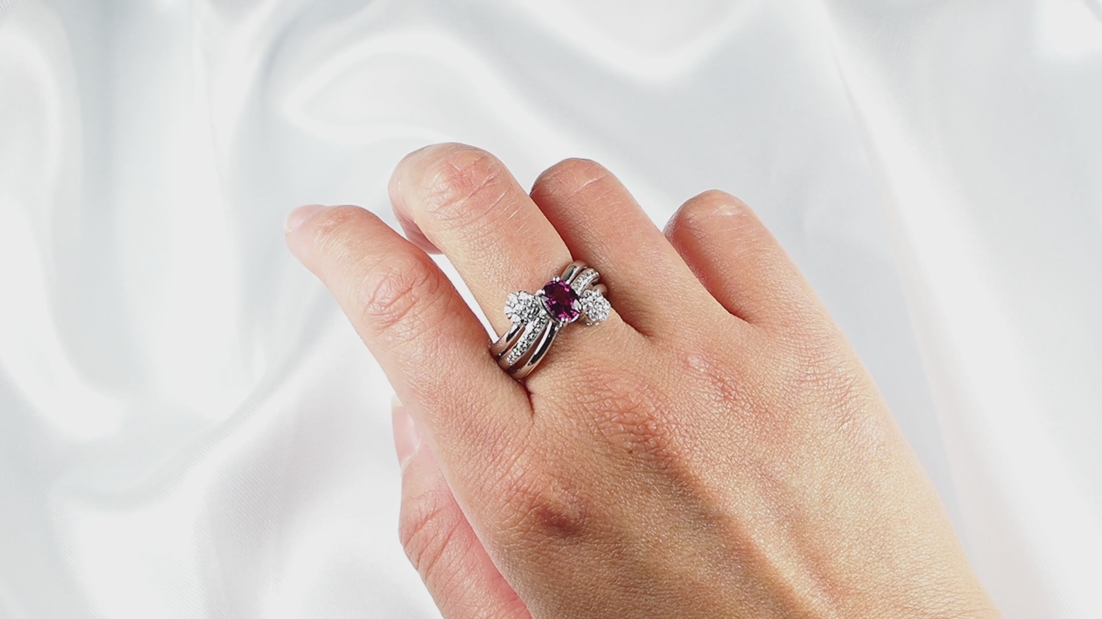 Deep Raspberry Pink Rhodolite 925 Silver, Natural Gemstone, Minimalist Ring, Free Resizing
