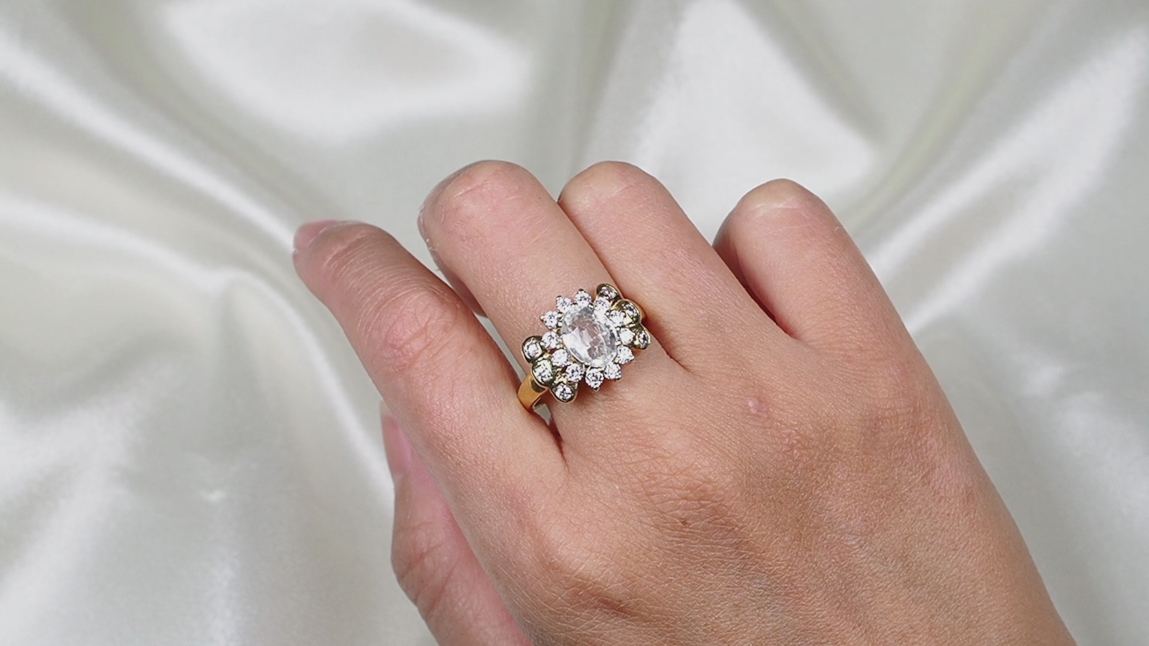 White Zircon 925 Sterling Silver 24K Gold Plated Rings, 925 Genuine Gemstone, Everyday Ring