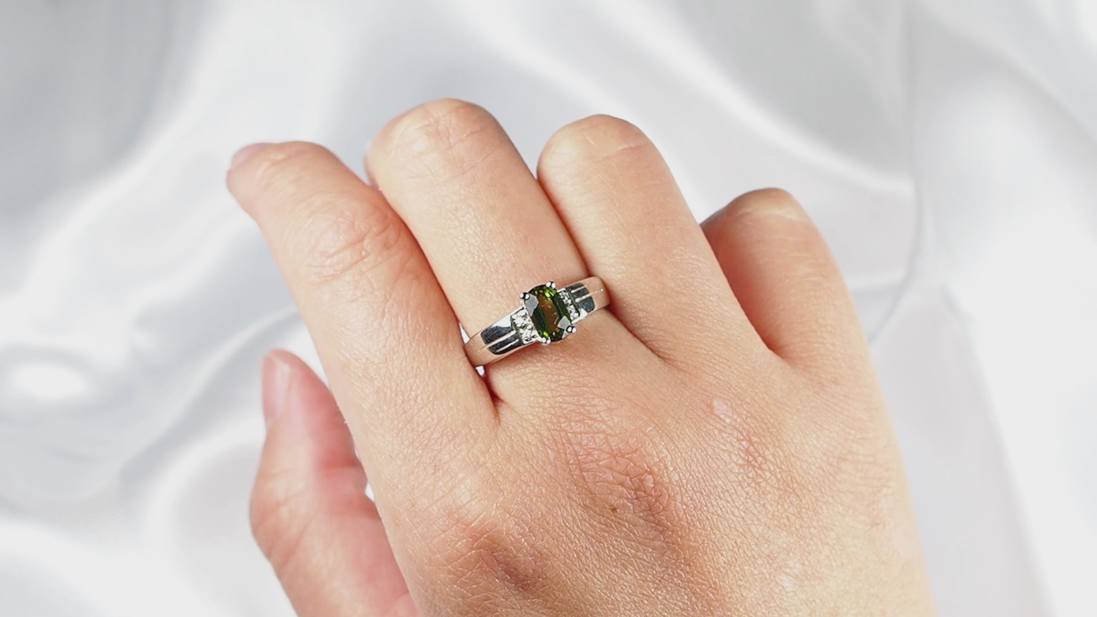 Light Olive Green Tourmaline 925 Sterling Silver Ring,Everyday Jewelry, Gift for Her