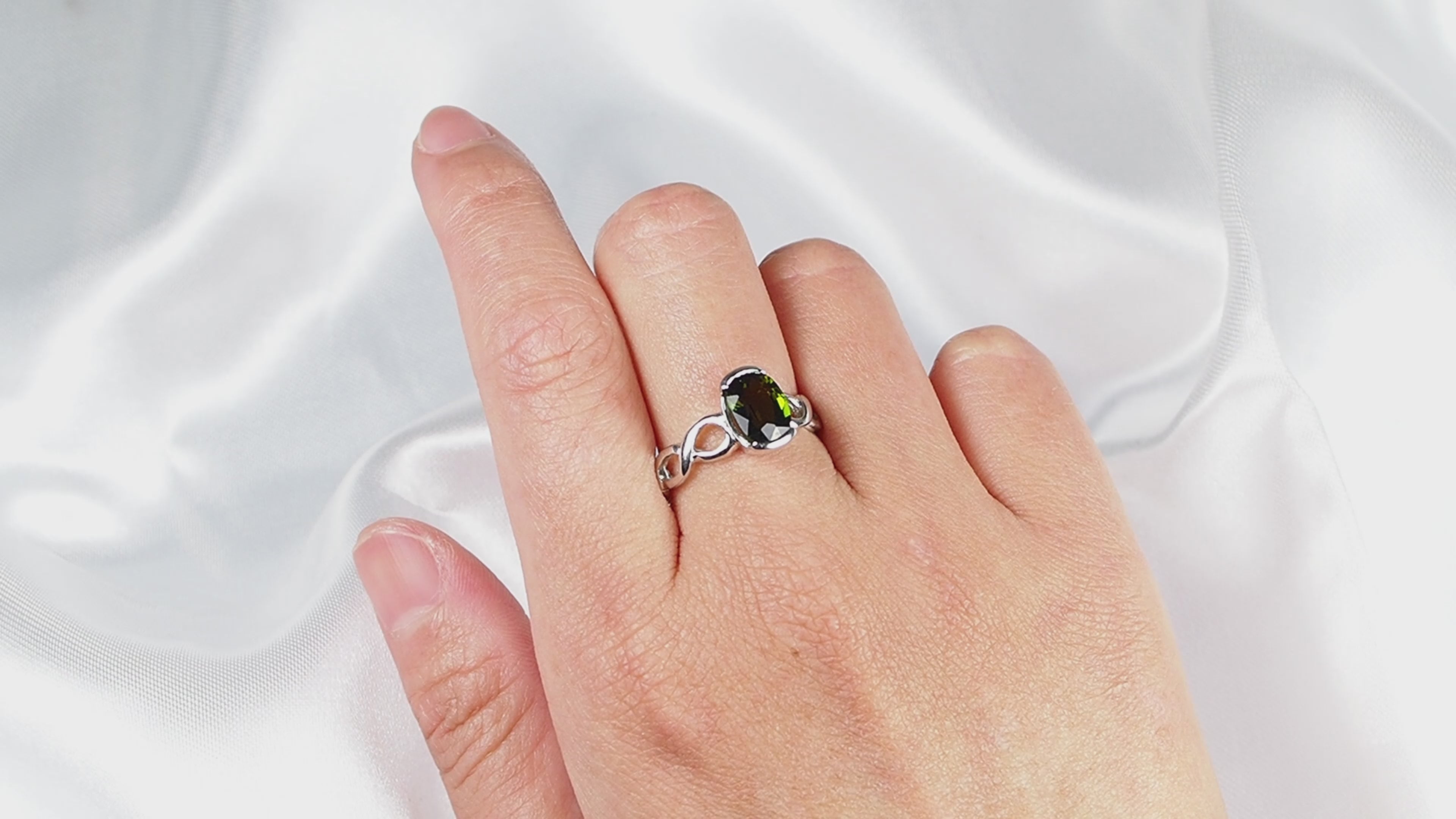 925 Sterling Silver Military Green Tourmaline Handmade Rings