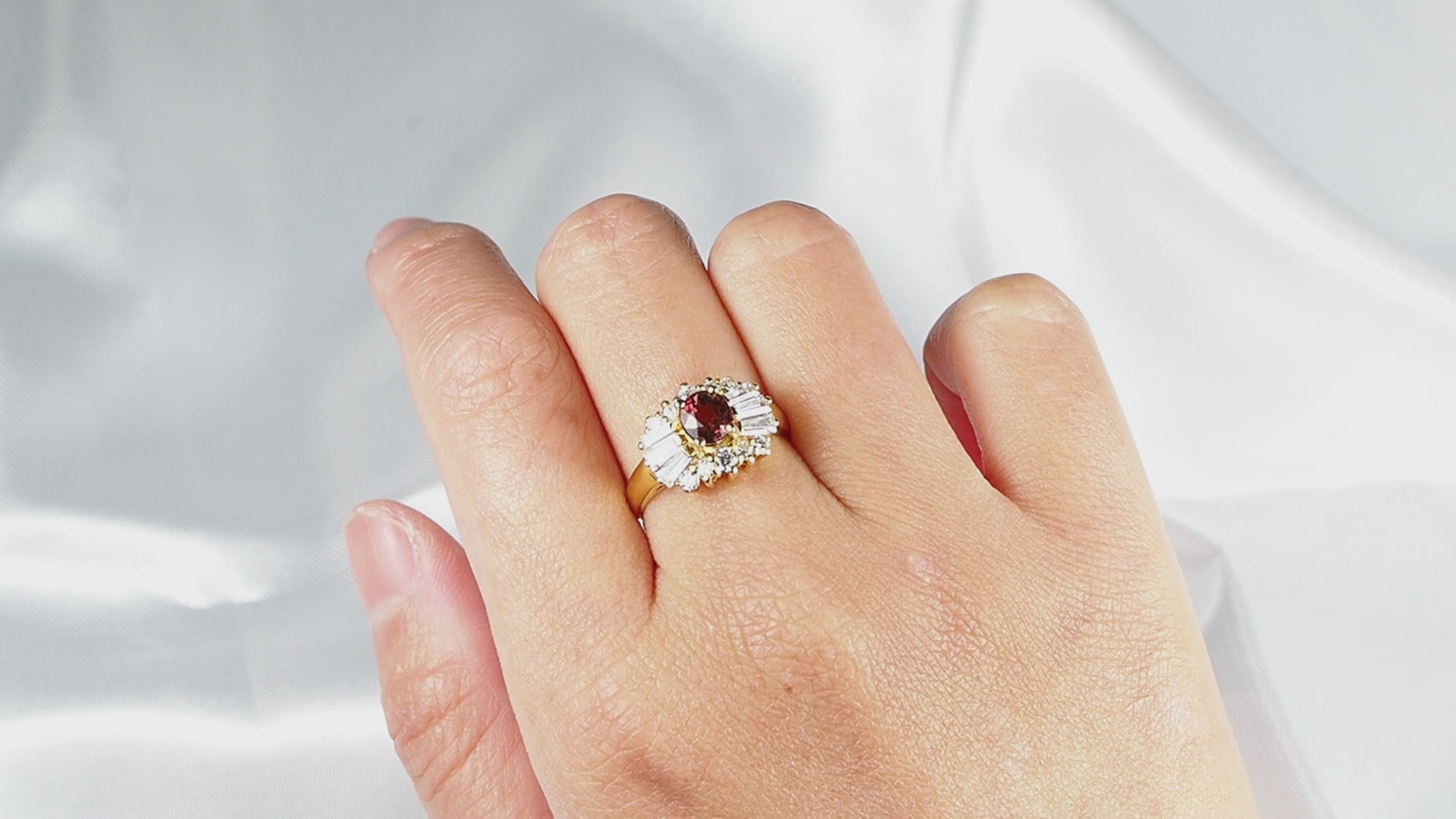 Natural Pink Tourmaline Ring 24K Gold 925 Silver, Birthday Gift, Dainty Ring, Free Resizing