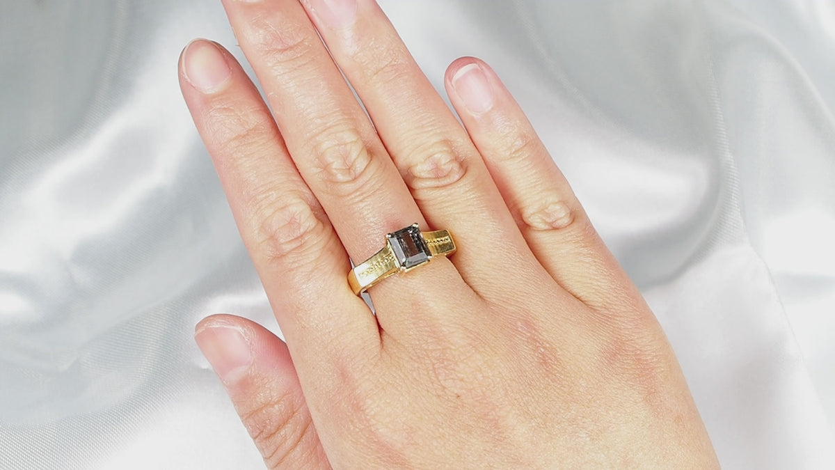 Greyish Green Tourmaline 925 Sterling Silver 24k Yellow Gold Ring,Dainty Everyday Ring, Gift for Her