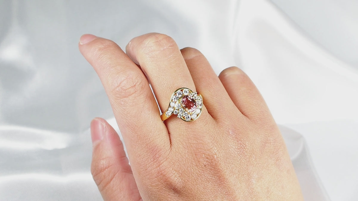 Natural Pink Tourmaline Jewelry, 24K Gold 925 Sterling Silver Ring, Minimalist Everyday Ring