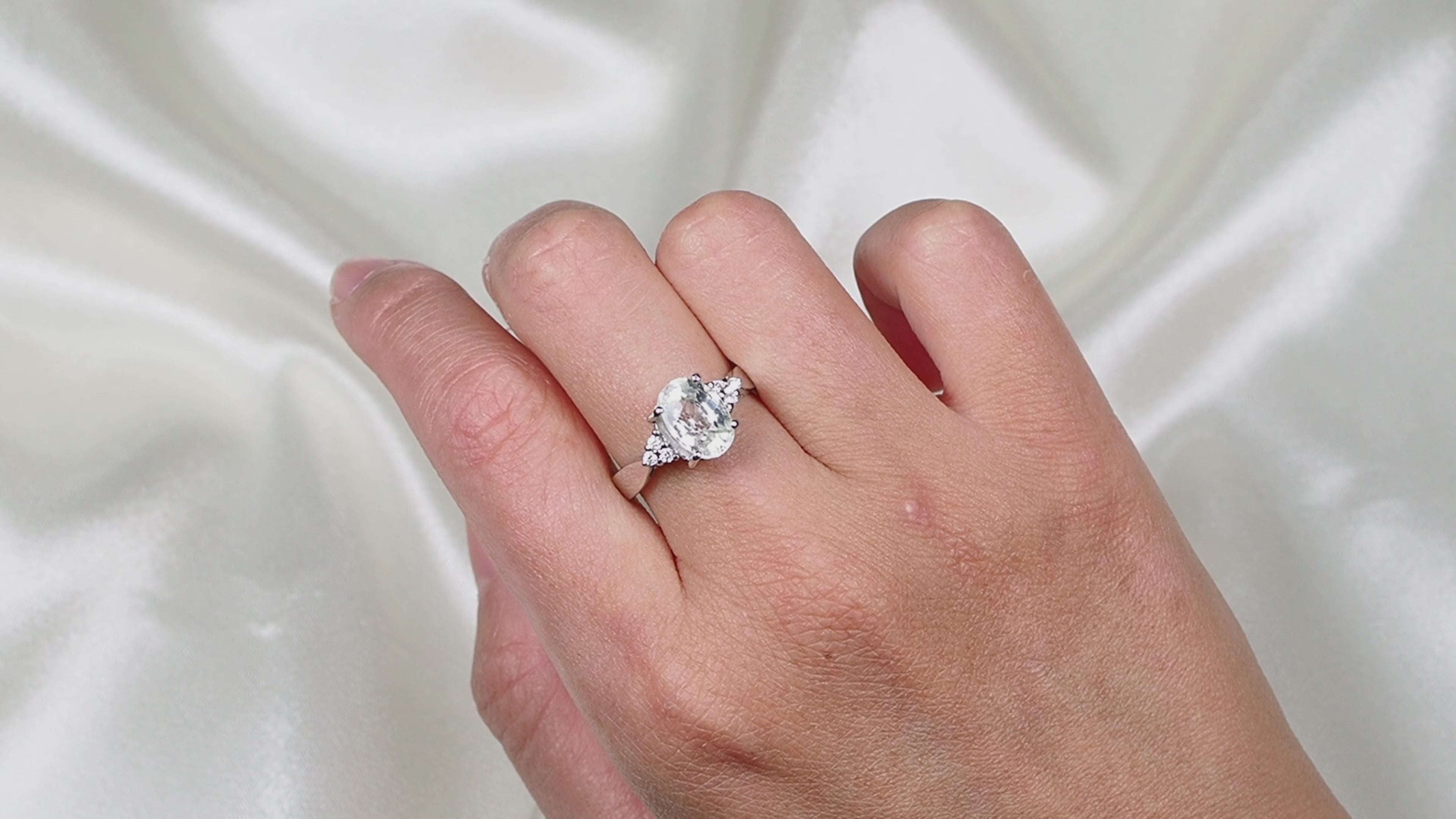 White Zircon 3.70CT 925 Sterling Silver Rings , Natural Gemstone, Free Resizing